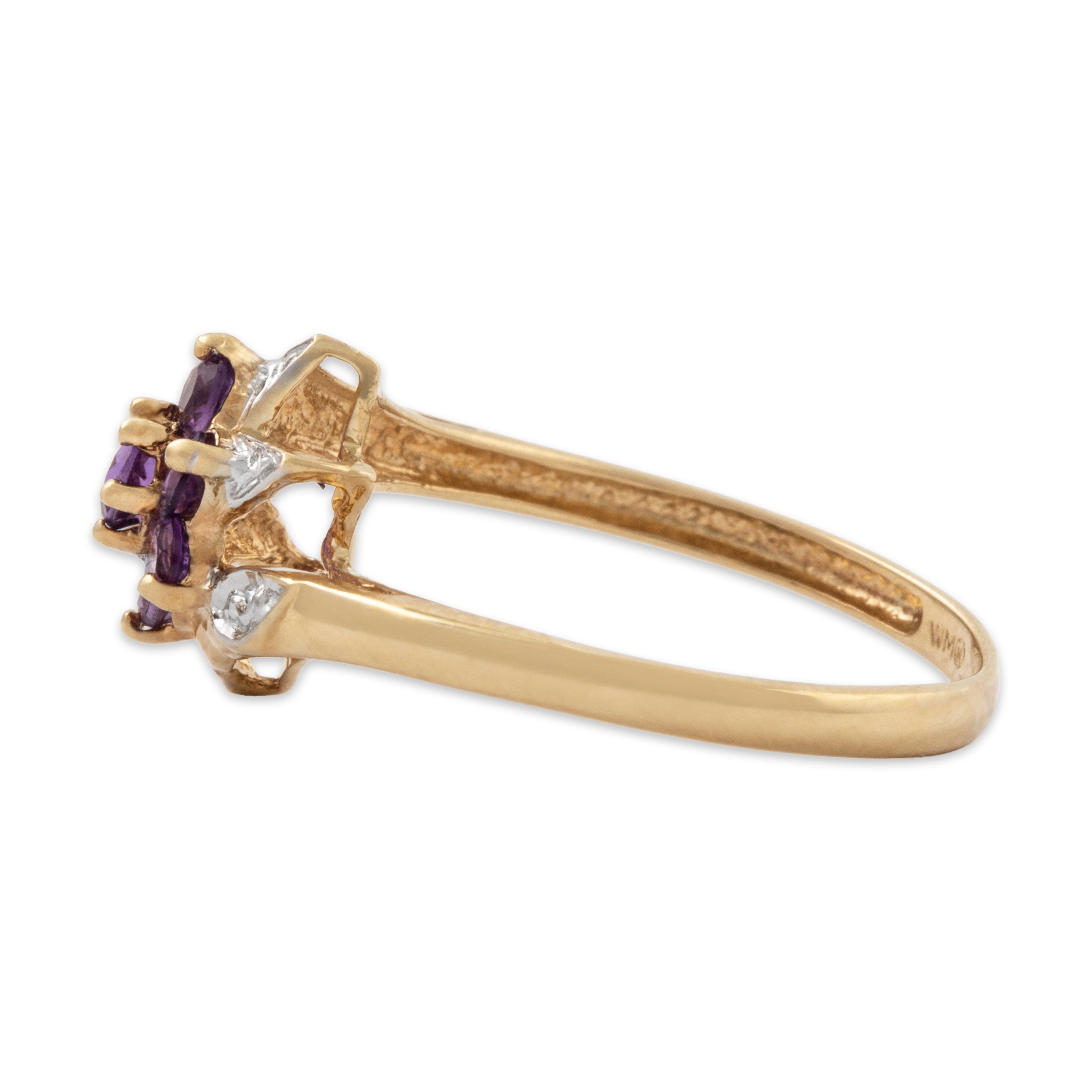 Vintage 10k Yellow Gold Amethyst Purple Floriform Ring 7.00、mySite、hinf8tx79