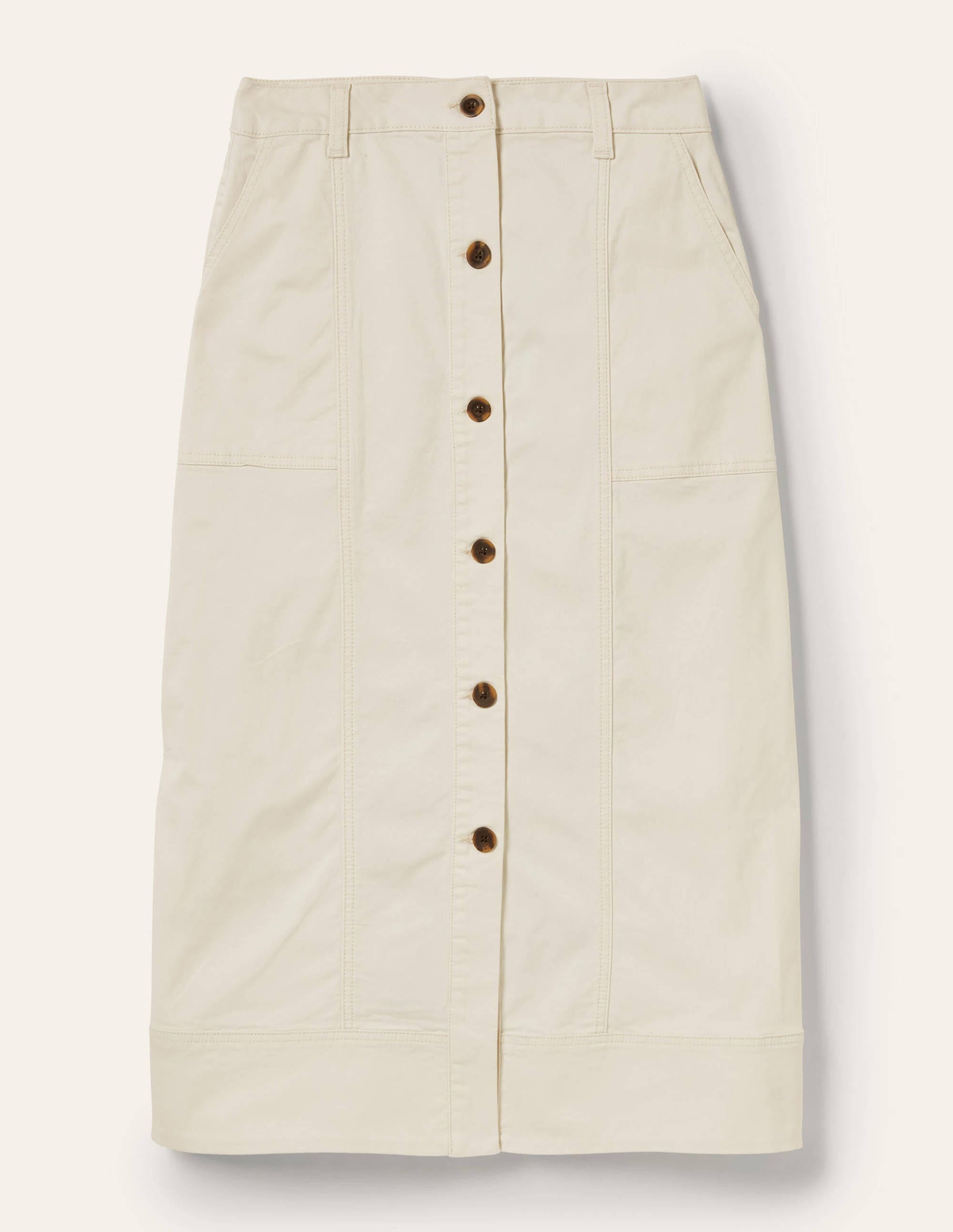  Topstitch Detail Midi Skirt-Ecru、mySite、ashleygrahame