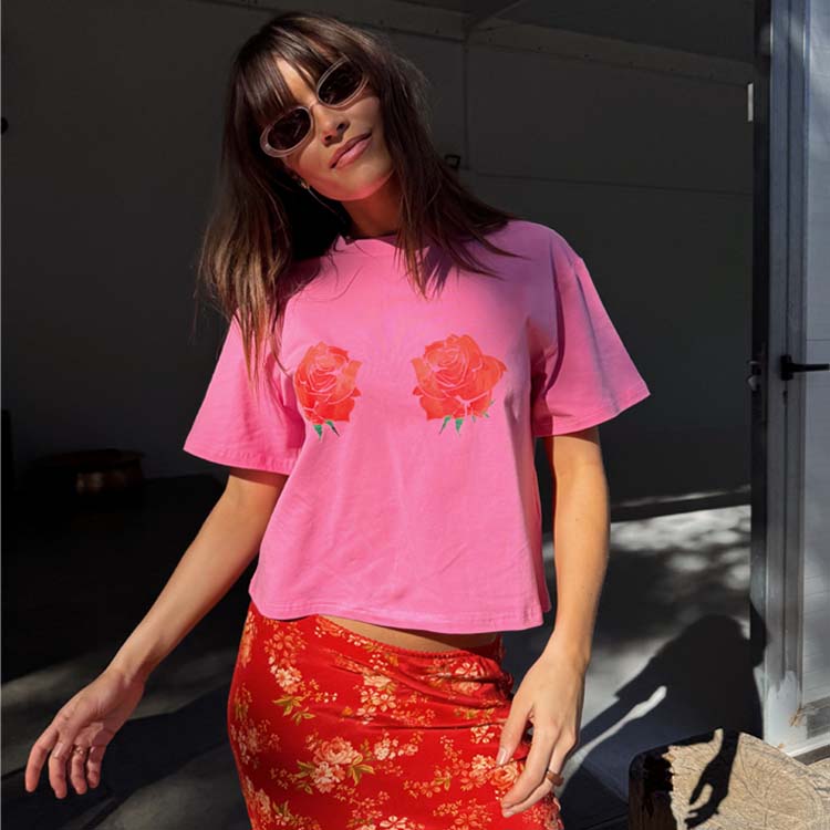 Pink Rose Boob T-Shirt、mySite、solidvoid