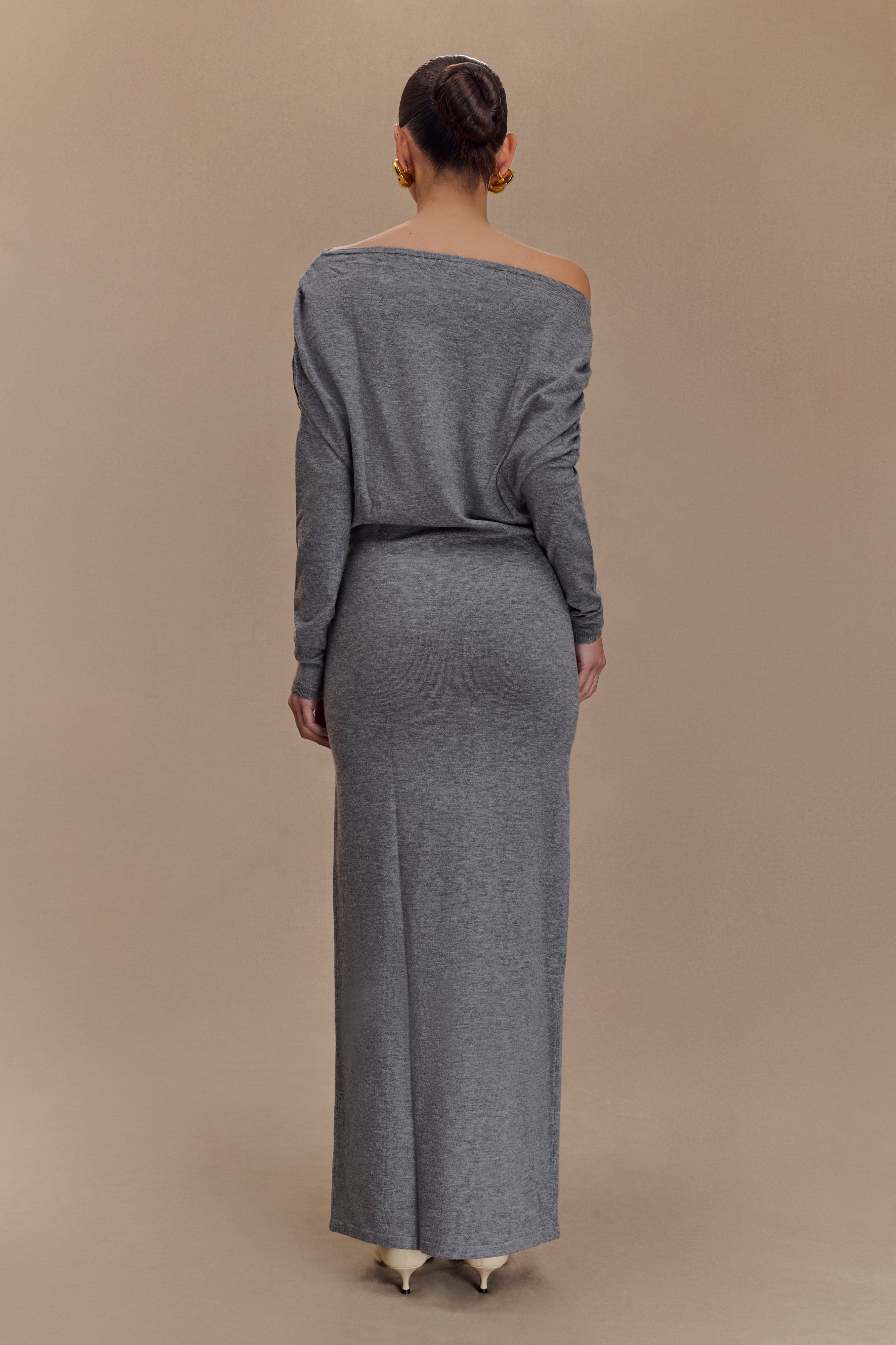 Jessie Cowl Neck Knit Midi Dress - Charcoal Marle、mySite、solidvoid