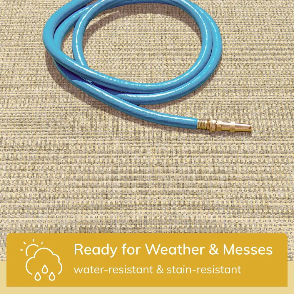 Odin Solid & Striped Border Indoor Outdoor Yellow Flatweave Rug、mySite、gigharbornorthrealestate