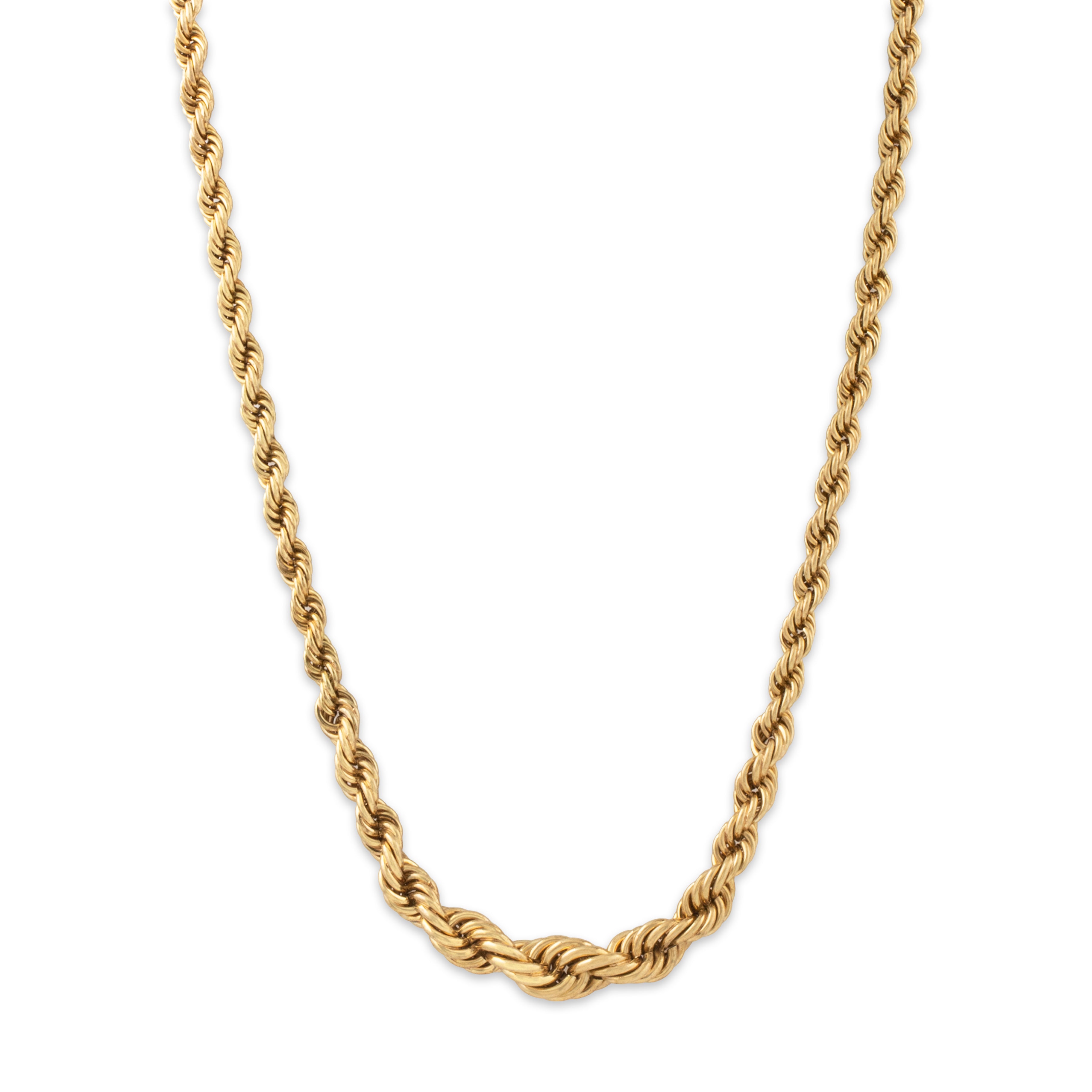 Vintage Italian 14k Yellow Gold Graduated Twisted Rope Statement Necklace 17、mySite、hinf8tx79