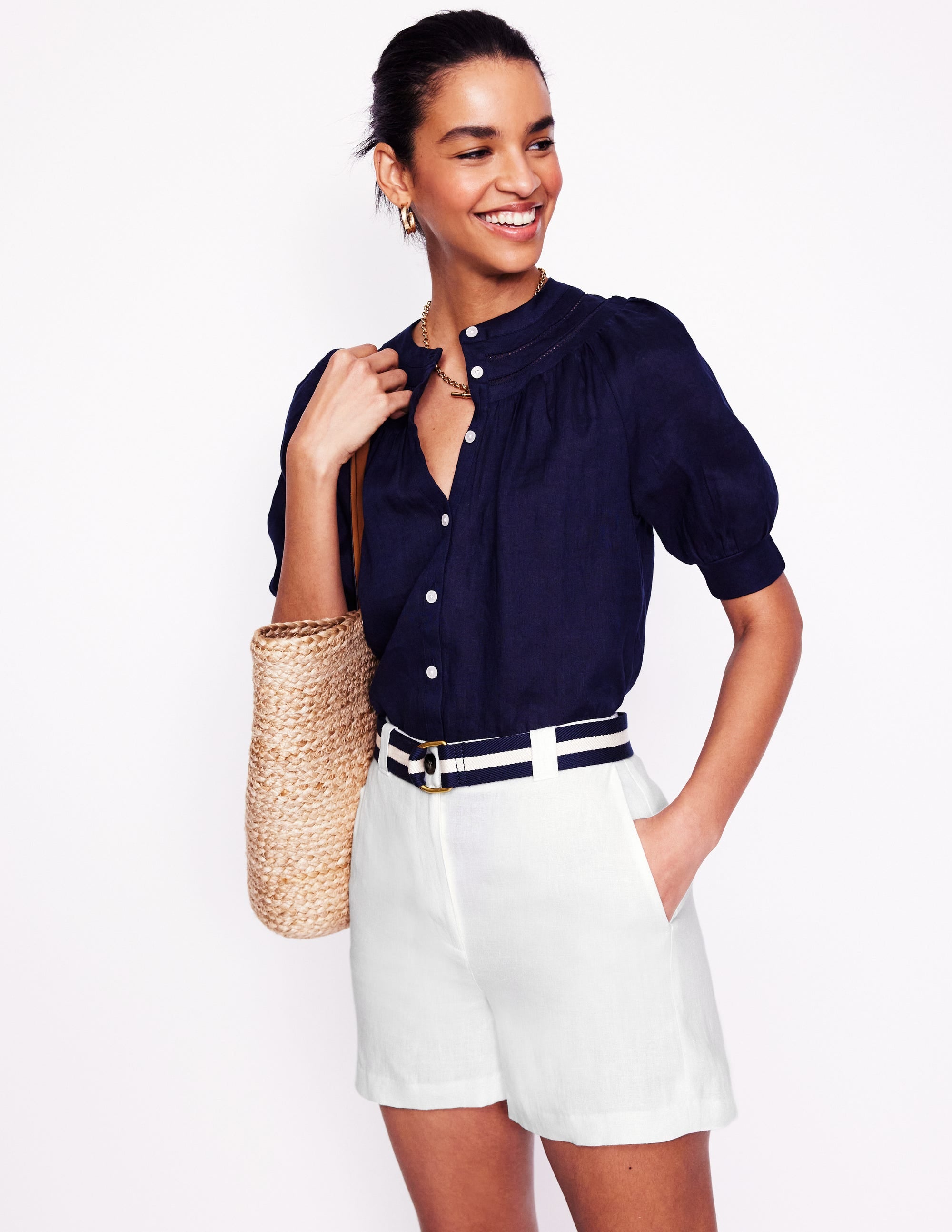  Westbourne Linen Shorts-White、mySite、ashleygrahame