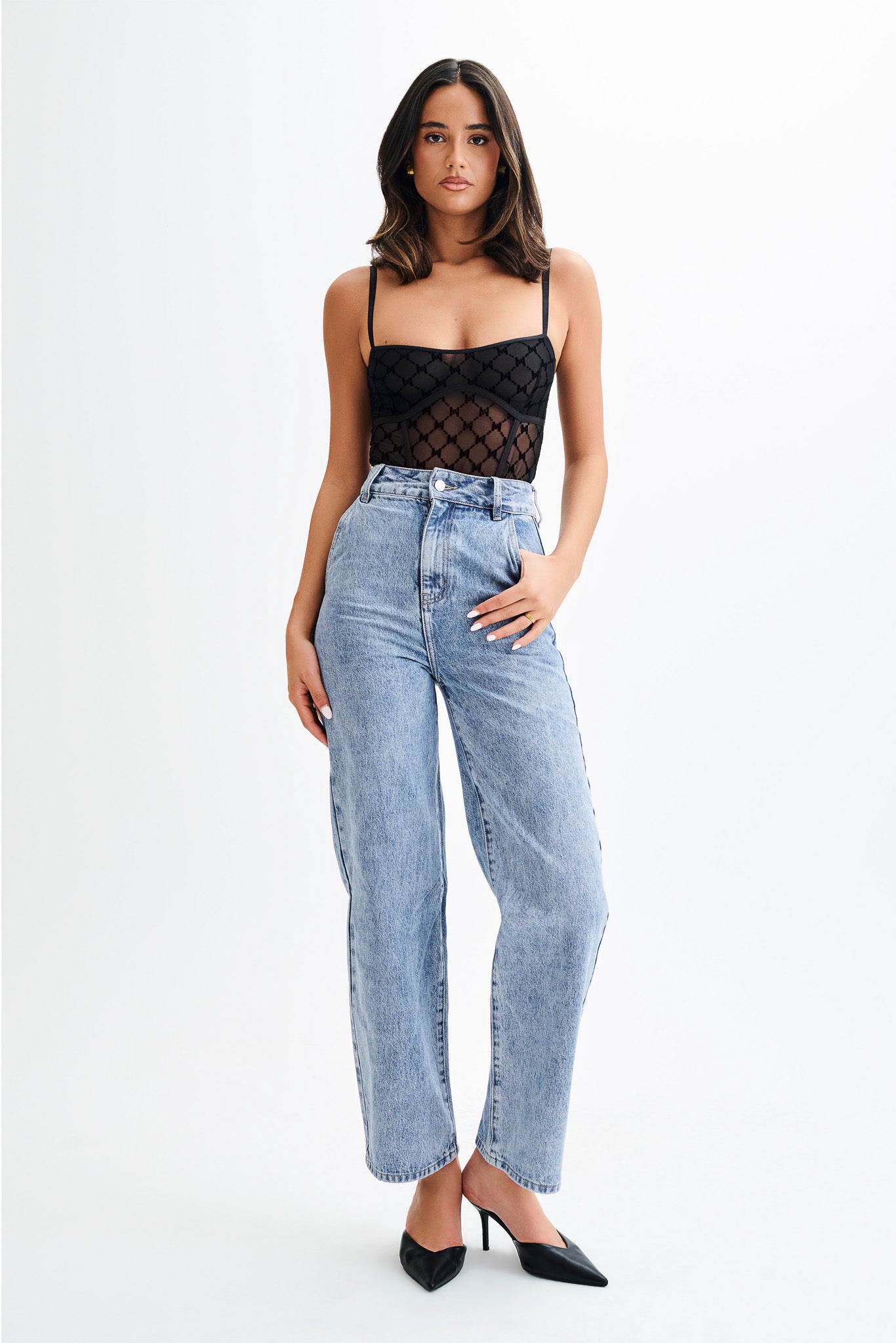 Amelia Monogram Bodysuit - Black、mySite、solidvoid