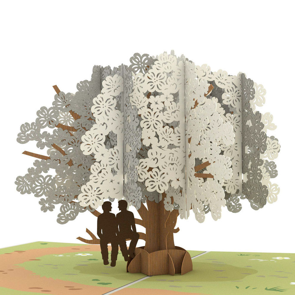 Dogwood Love Scene Gray Same Sex Male Pop-Up Card、mySite、solidvoid