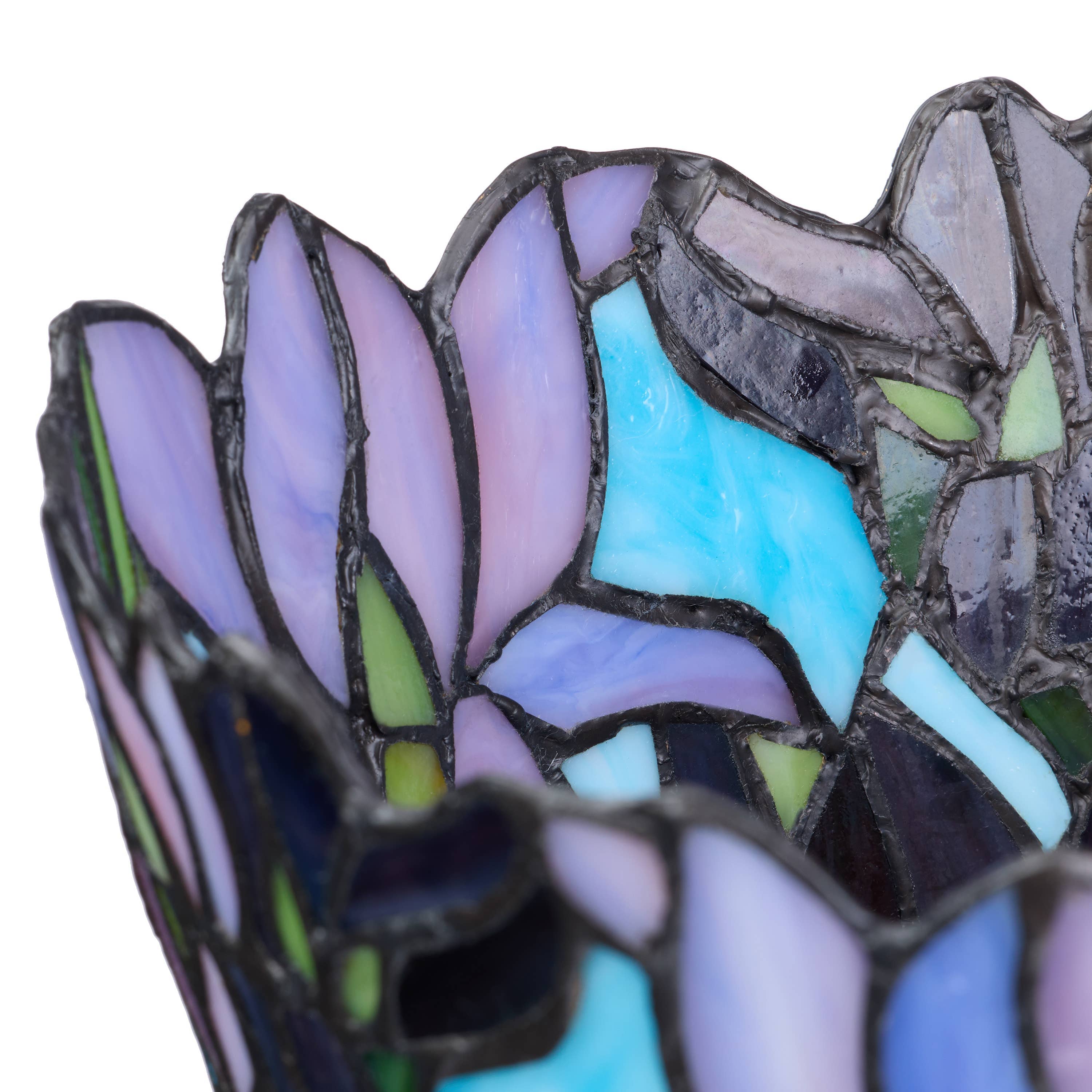 River of Goods - 13.5H Tiffany-Style Floral Vase Stained Glass Table Lamp、mySite、g9winljtr