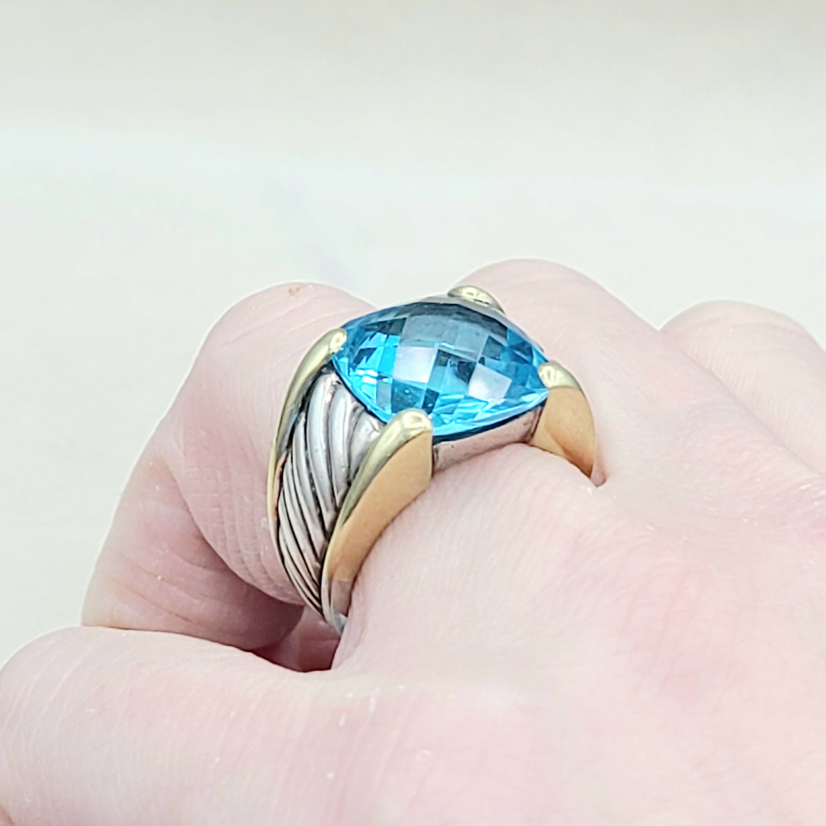 David Yurman Wide Sculpted Cable Ring Blue Topaz、mySite、hinf8tx79