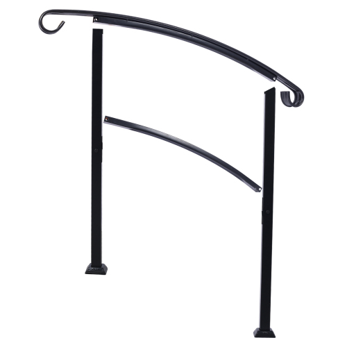 Handrails for Outdoor Steps, Fit 2 or 3 Steps Outdoor Stair Railing, Picket#2 Wrought Iron Handrail, Flexible Porch Railing, Black Transitional Handrails for Concrete Steps or Wooden Stairs、、eastwooduniform
