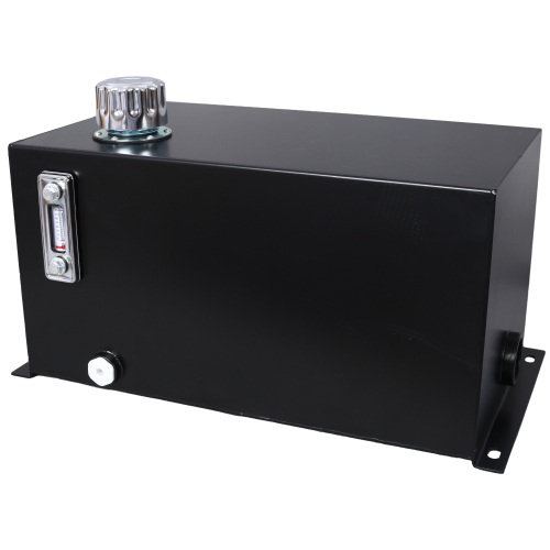 5 Gallon 14 Gauge Steel Hydraulic Fluid Reservoir Tank with Inlet 1-1/2" FNPT and Outlet 3/4" FNPT, Integral Mounting Foot On Each End, Black、、eastwooduniform