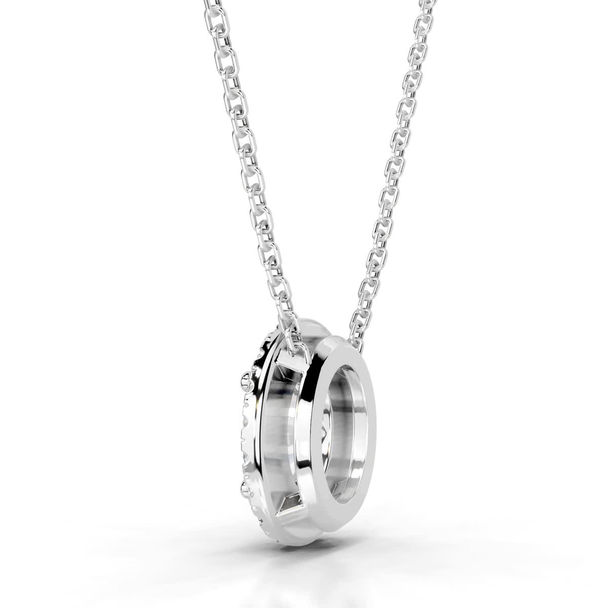 Petit Manon Lab Grown Diamond Halo Pendant -18K White Gold、mySite、hinf8tx79