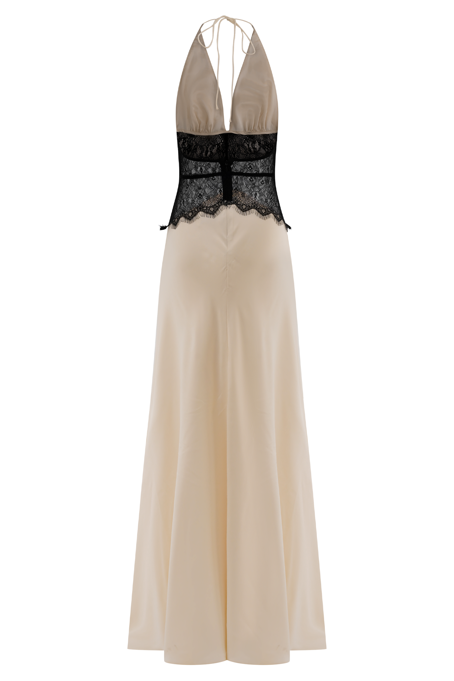 Dinah Lace And Satin Maxi Dress - Black/Ivory、mySite、solidvoid
