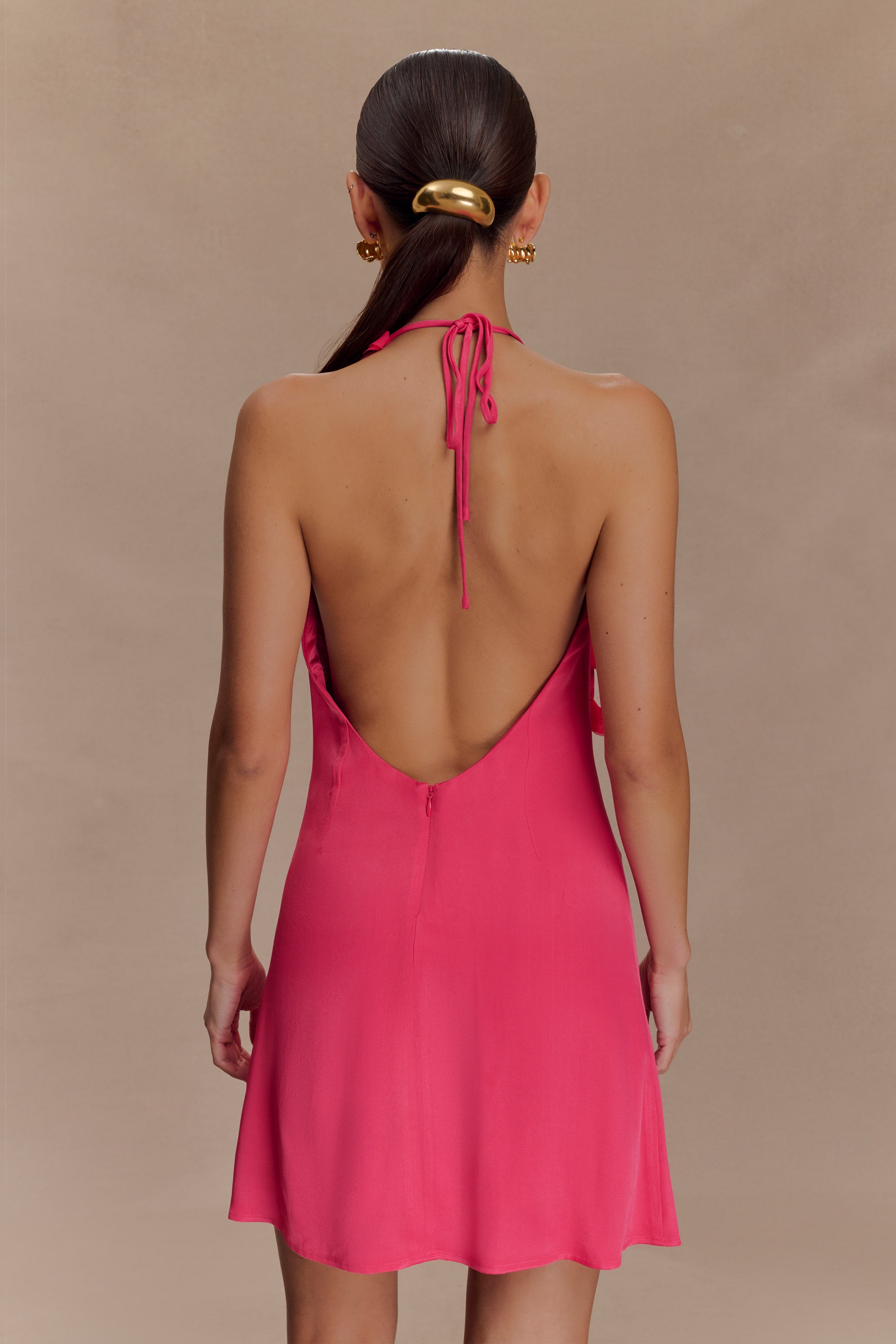 Gwenda Satin Floral Mini Dress - Dragonfruit、mySite、solidvoid