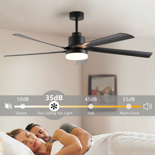 60" Modern Wood Ceiling Fan with Light and Remote Control,6-Speed Noiseless Reversible DC Motor, Ceiling Fan for Kitchen Dinning Living Room、、eastwooduniform