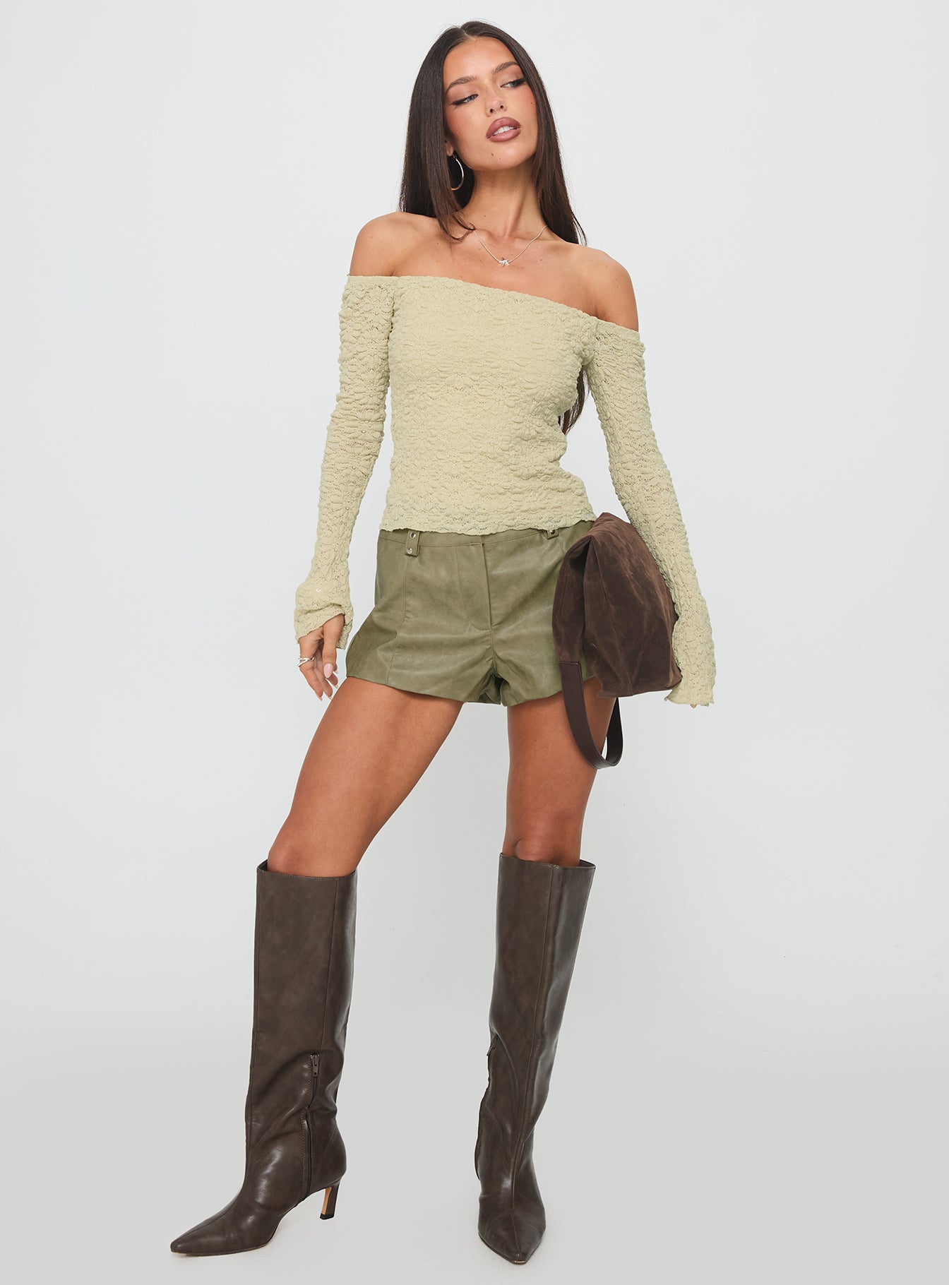 Kenickie Stud Micro Shorts Khaki、mySite、solidvoid