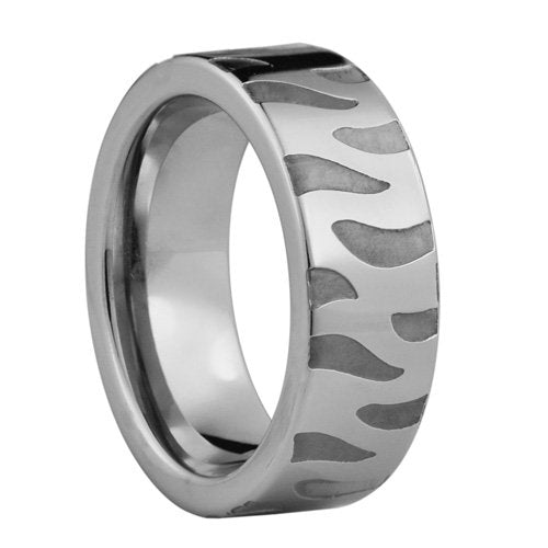 Special waves or tongues Tungsten ring - corrosion style - 8mm wide、mySite、topwebapps