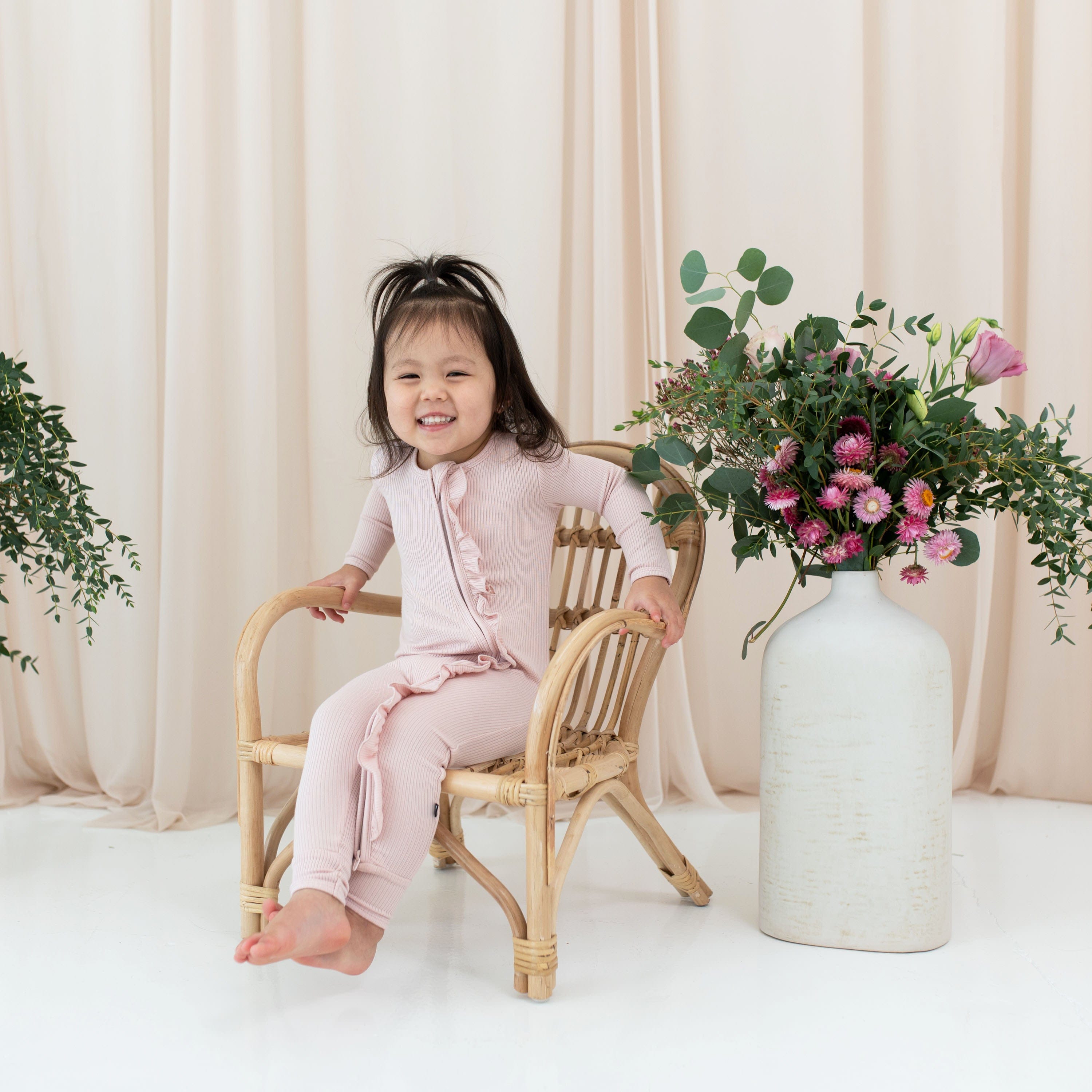  Ribbed Ruffle Zipper Romper in Blush、mySite、layawaytickets