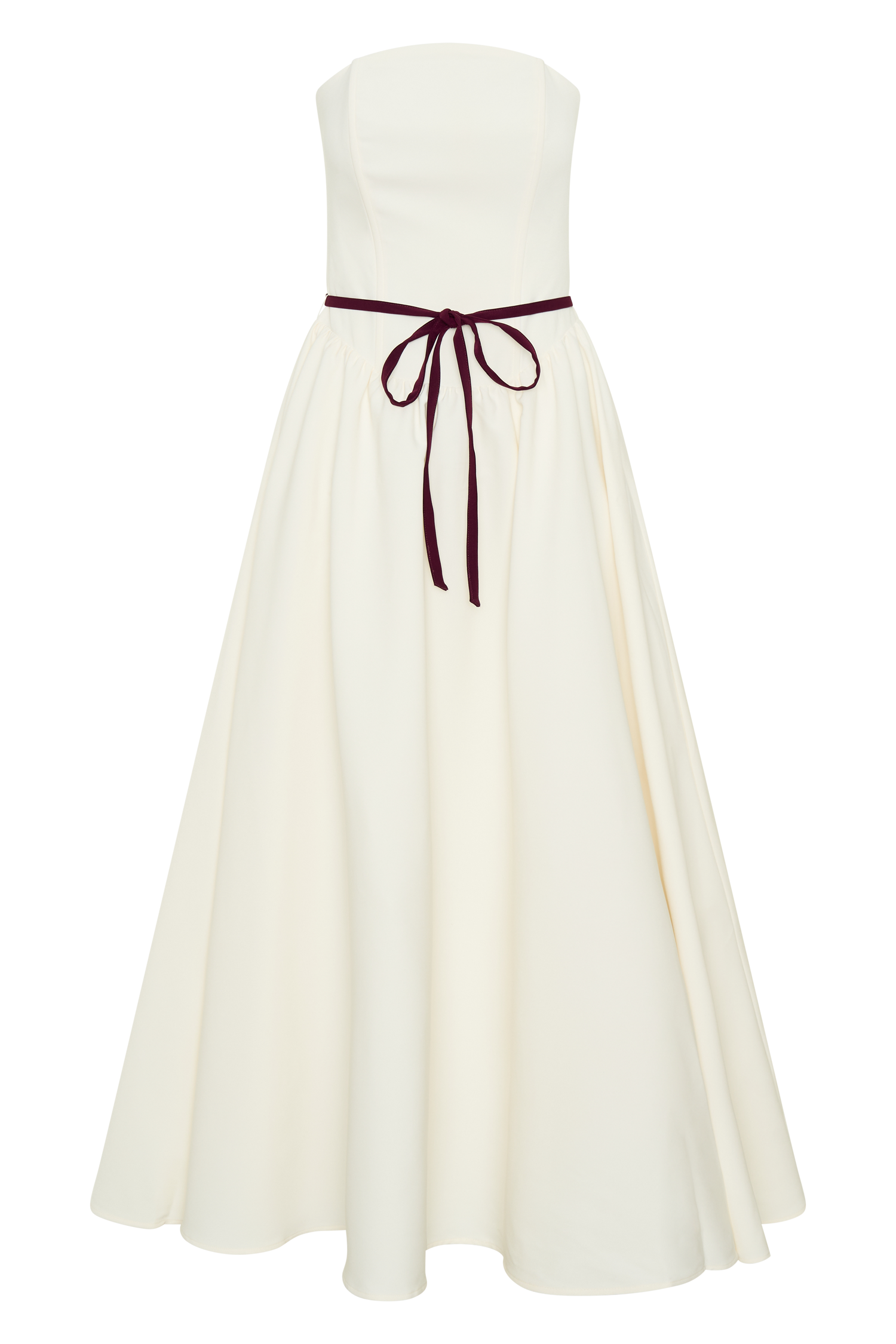 Penny Strapless Contrast Midi Dress - Ivory & Burgundy、mySite、solidvoid
