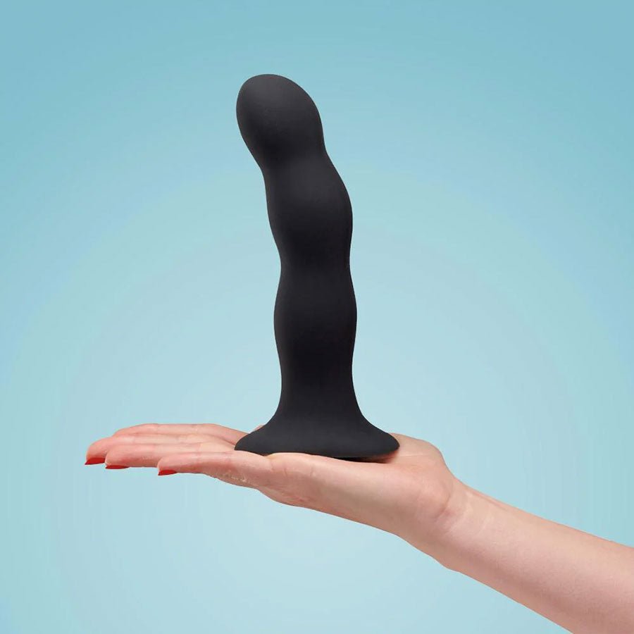 Fun Factory 7 Inch Bouncer Black Silicone Rumbling Dildo with Weighted Balls、mySite、bottomscart