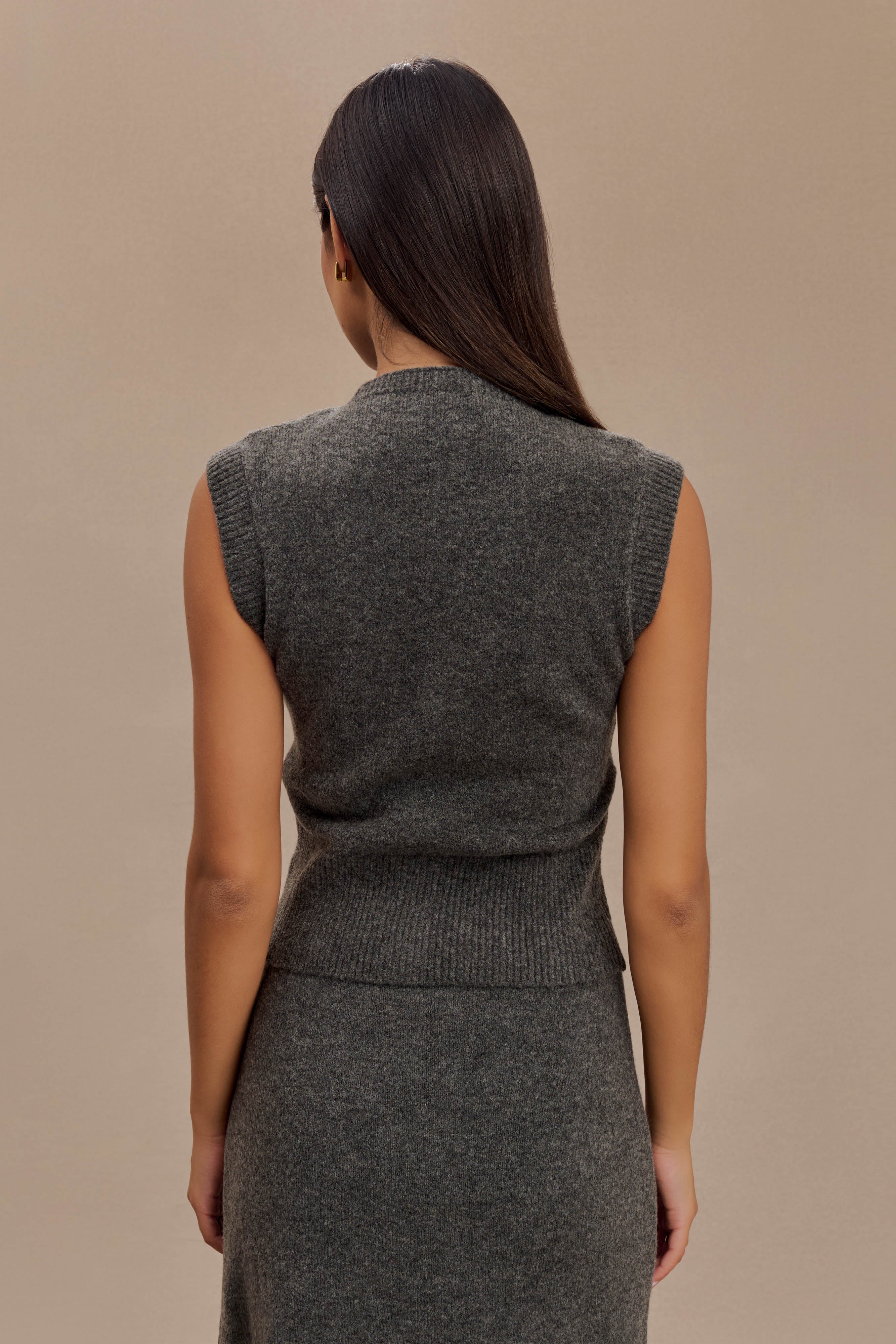 Dionne Sleeveless Knit Vest - Charcoal Marle、mySite、solidvoid