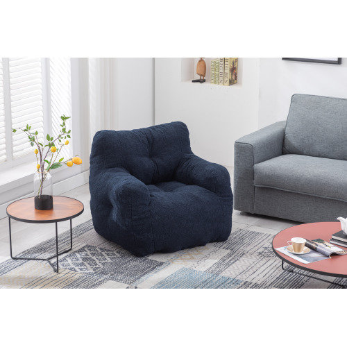 010-Soft Teddy Fabric Tufted Foam Bean Bag Chair With Teddy Fabric Dark Gray、、casual