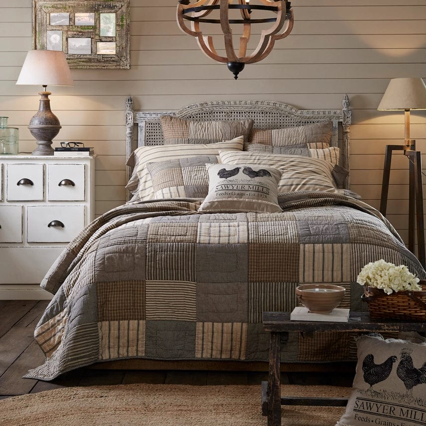 Sawyer Mill Charcoal Patchwork Farmhouse Quilts、mySite、g9winljtr