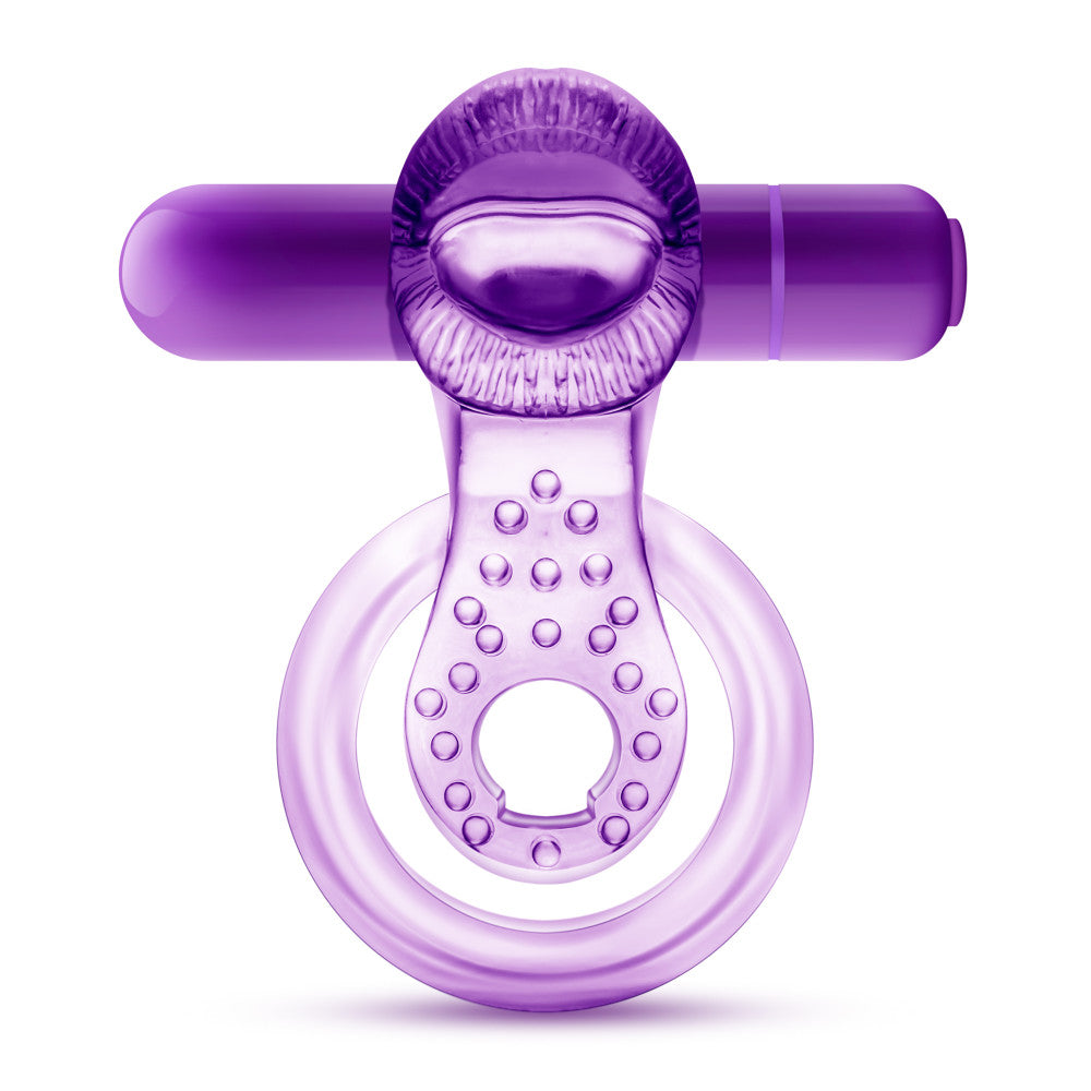 Play With Me By Blush® | Lick It: Purple Vibrating Double Strap Penis Ring、mySite、bottomscart