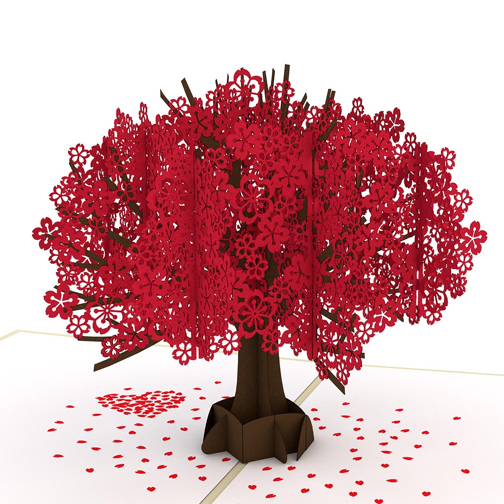 Red Sakura Tree Valentine Pop-Up Card and Sentiment Set for Wife、mySite、solidvoid