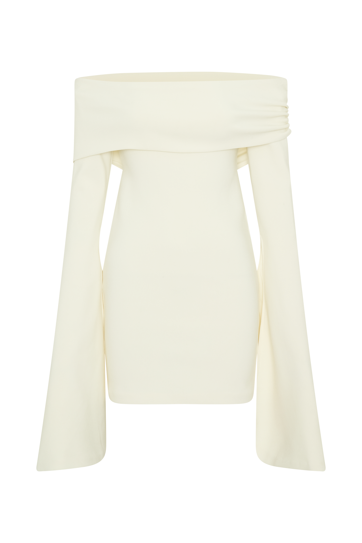 Dominique Off Shoulder Long Sleeve Mini Dress - Ivory、mySite、solidvoid