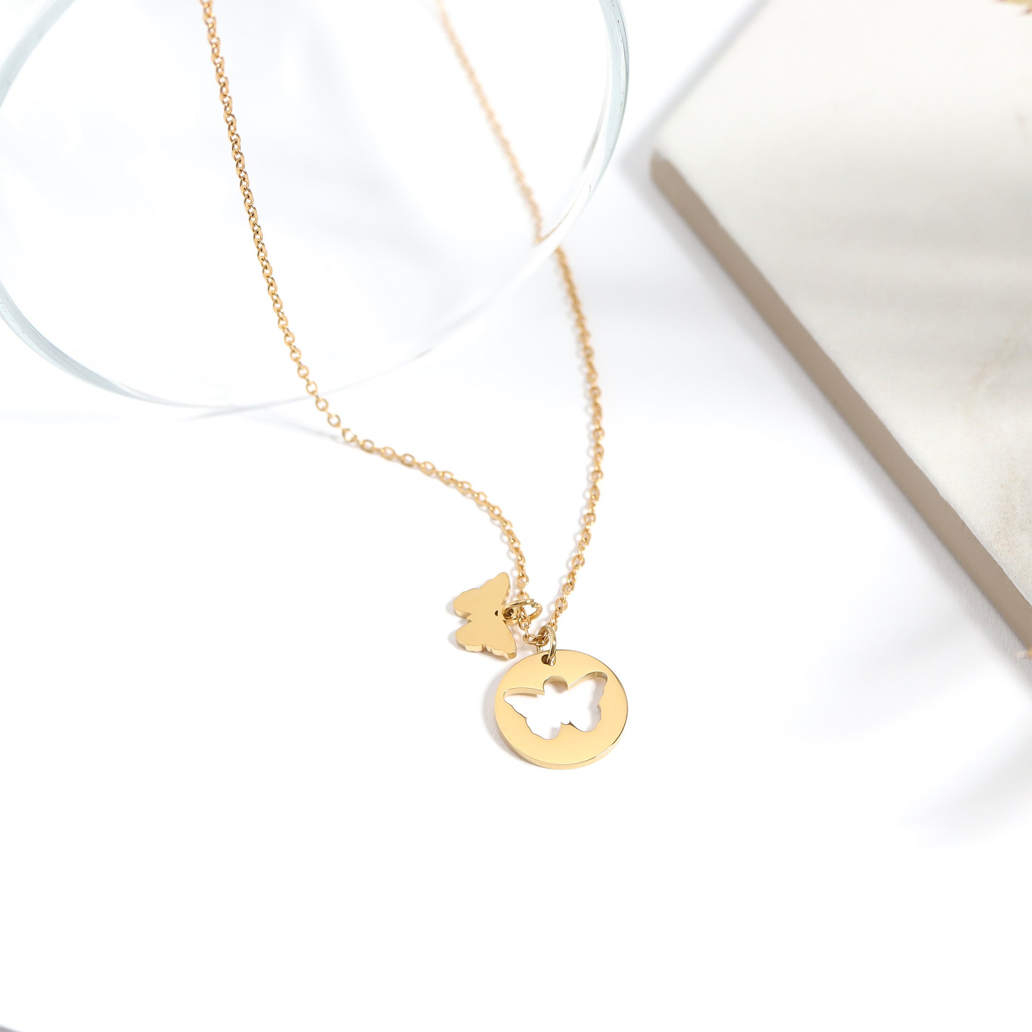 18K Gold PVD Stainless Steel Butterfly Cutout Necklace / CHN0074、mySite、dreamappss