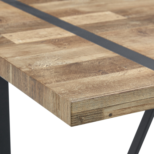 Rustic Industrial Rectangular Wood Dining Table For 4-6 Person, With 1.5" Thick Engineered Wood color Tabletop and Black Metal Legs,Desk For Kitchen Dining Living Room, 55.1" x 31.4"x 29.9"1529W115172、、casual