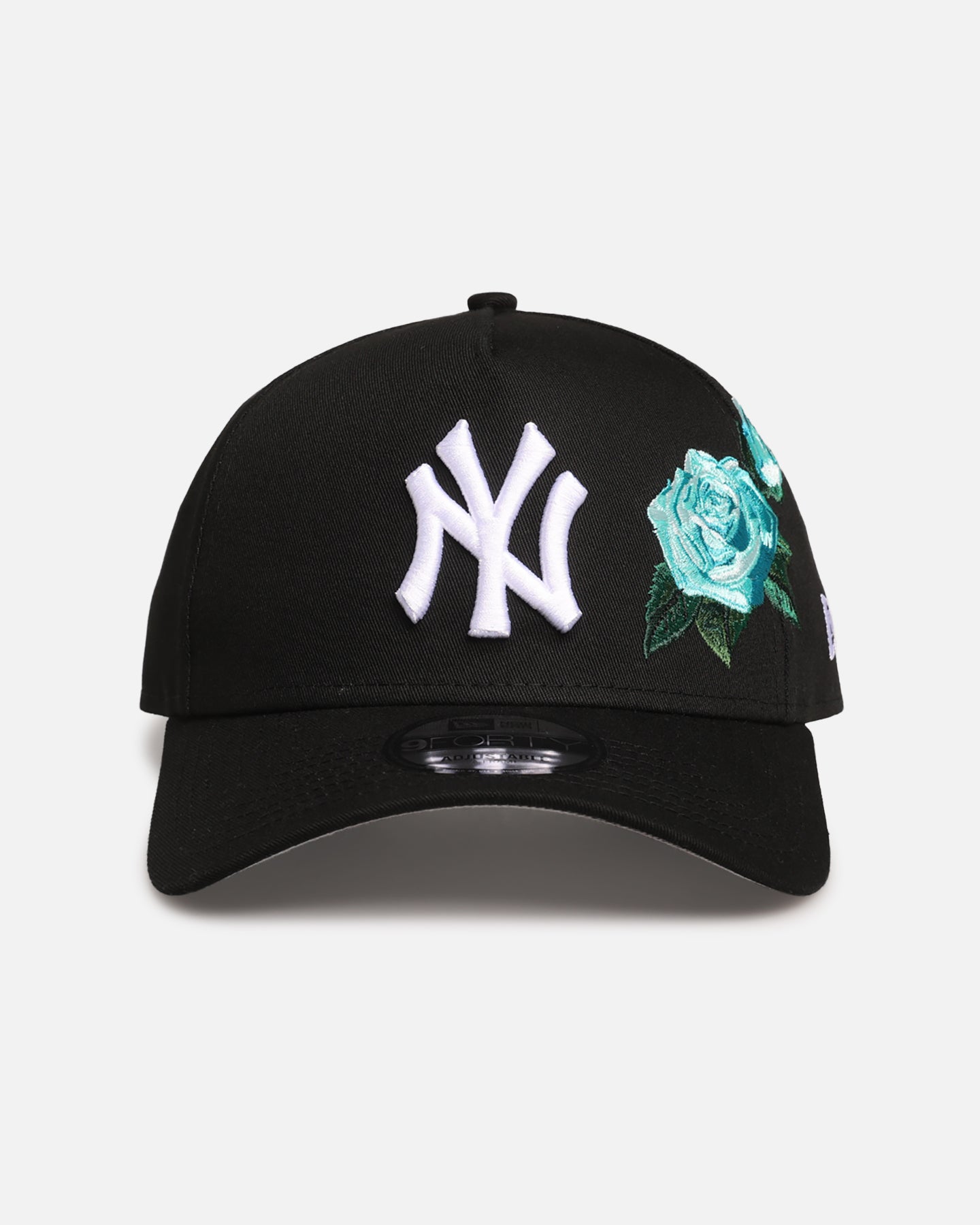 New Era New York Yankees 'Aqua Rose Embroidery' 9FORTY A-Frame Snapback Black/Aqua、mySite、zt4zffjzw