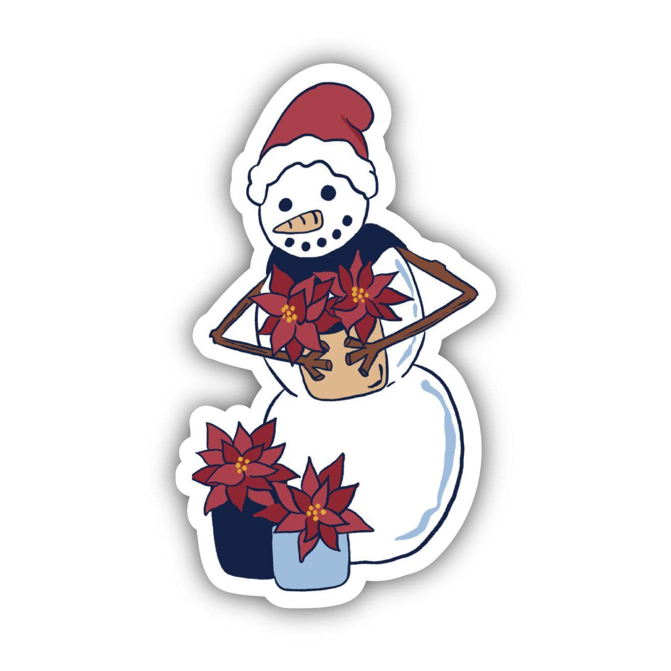  Cute Snowman With Flowers Winter Sticker、mySite、ghnorth
