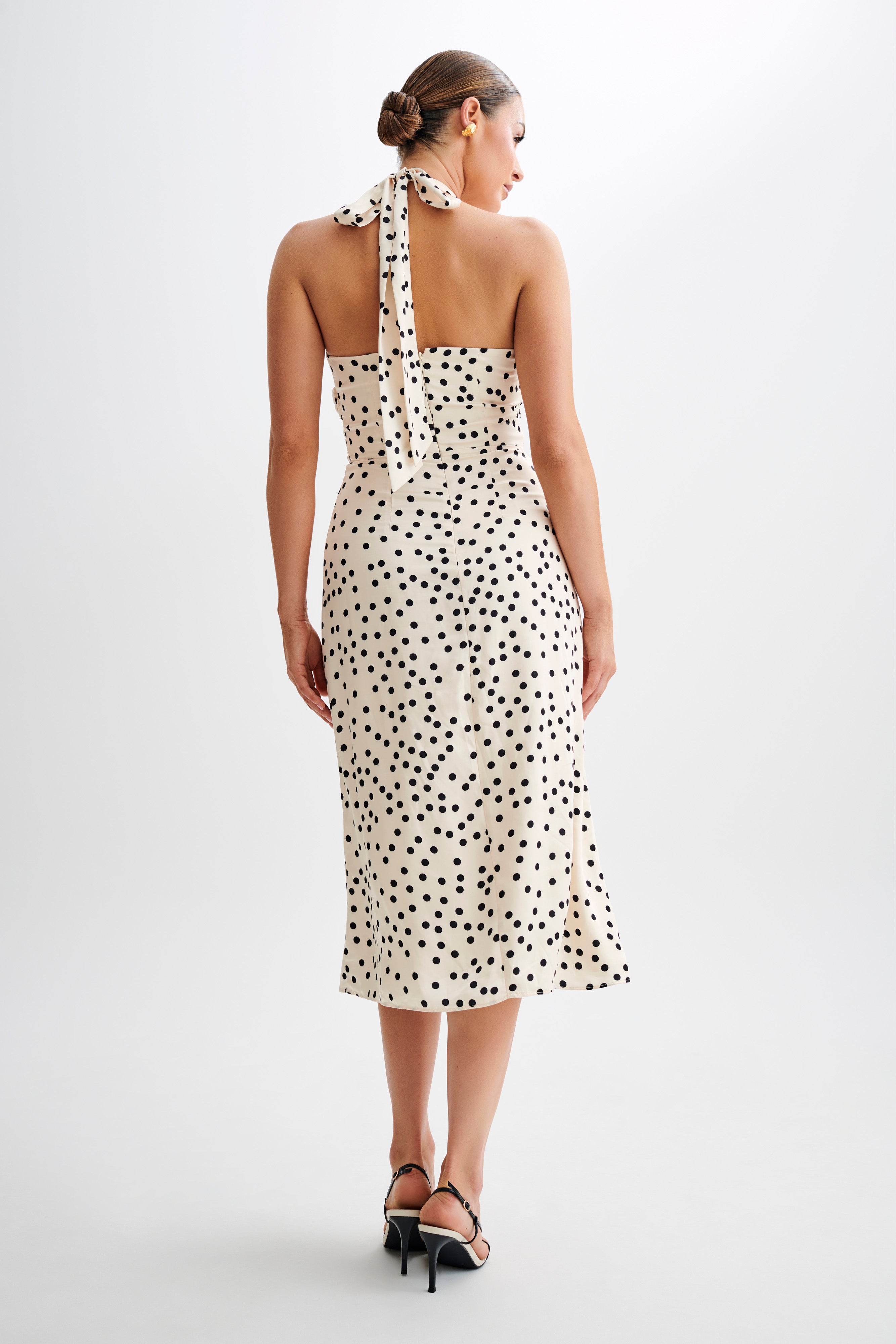 Marguerite Satin Halter Midi Dress - Polkadot、mySite、solidvoid
