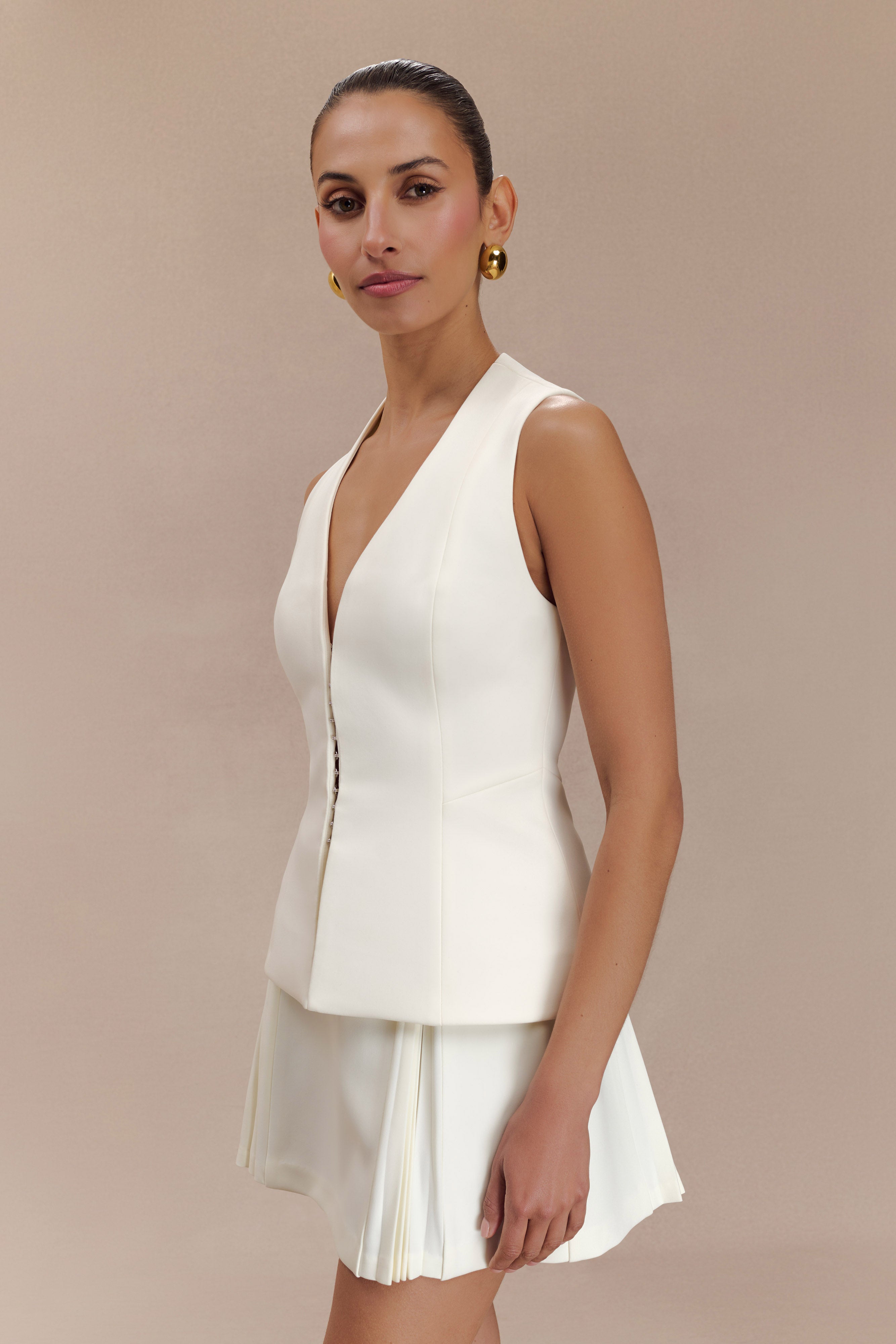 Melinda Structured Vest Top - Ivory、mySite、solidvoid