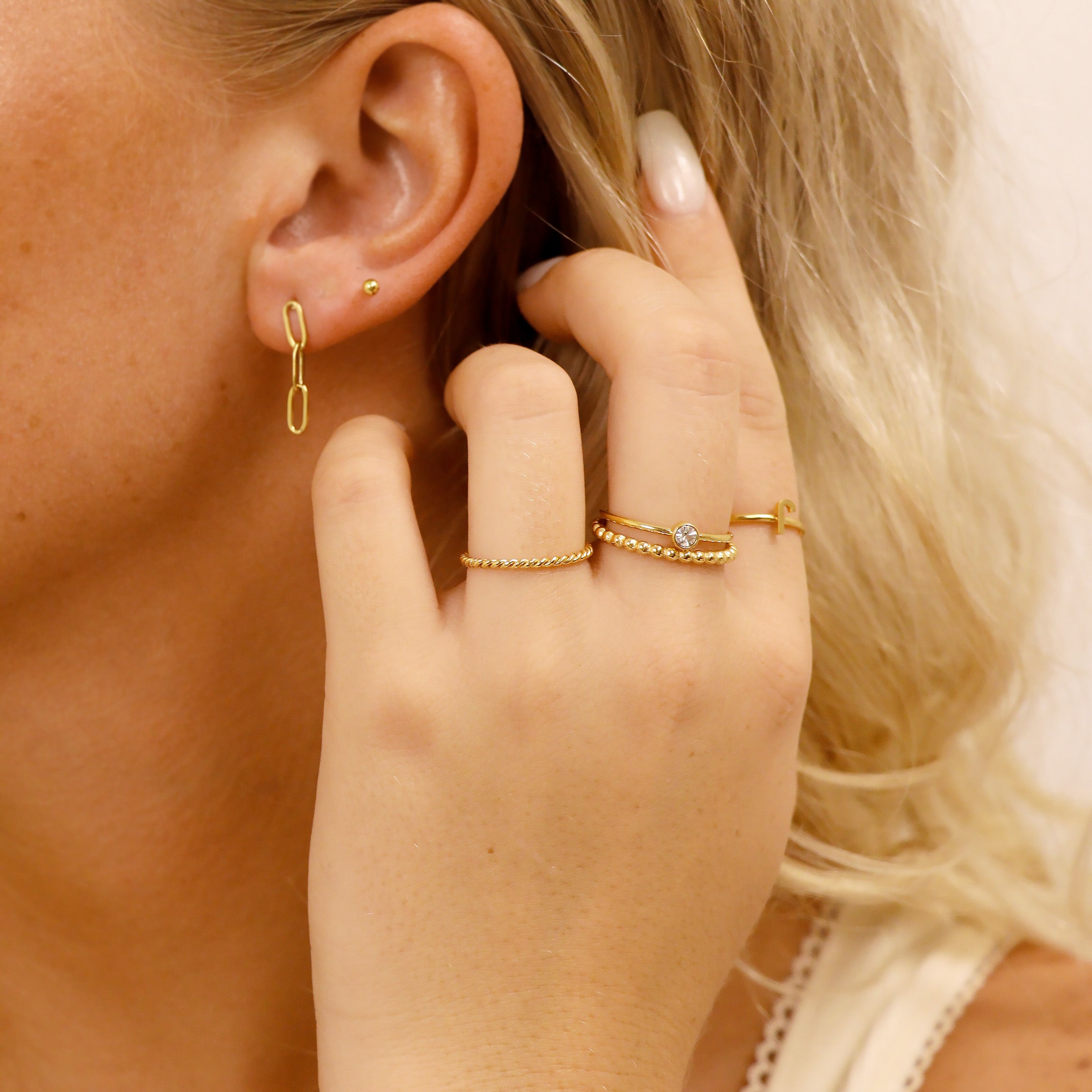 18K Gold PVD Stainless Steel Braided Spacer Ring / CSR0001、mySite、dreamappss