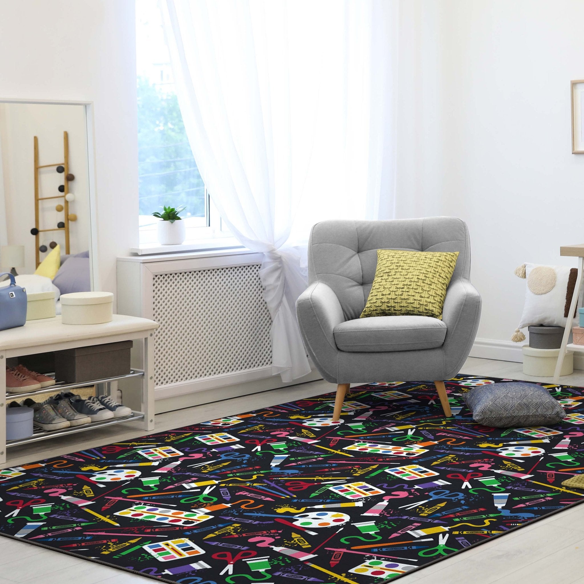 Crayola Art Supplies Black Area Rug By Well Woven、mySite、gigharbornorthrealestate