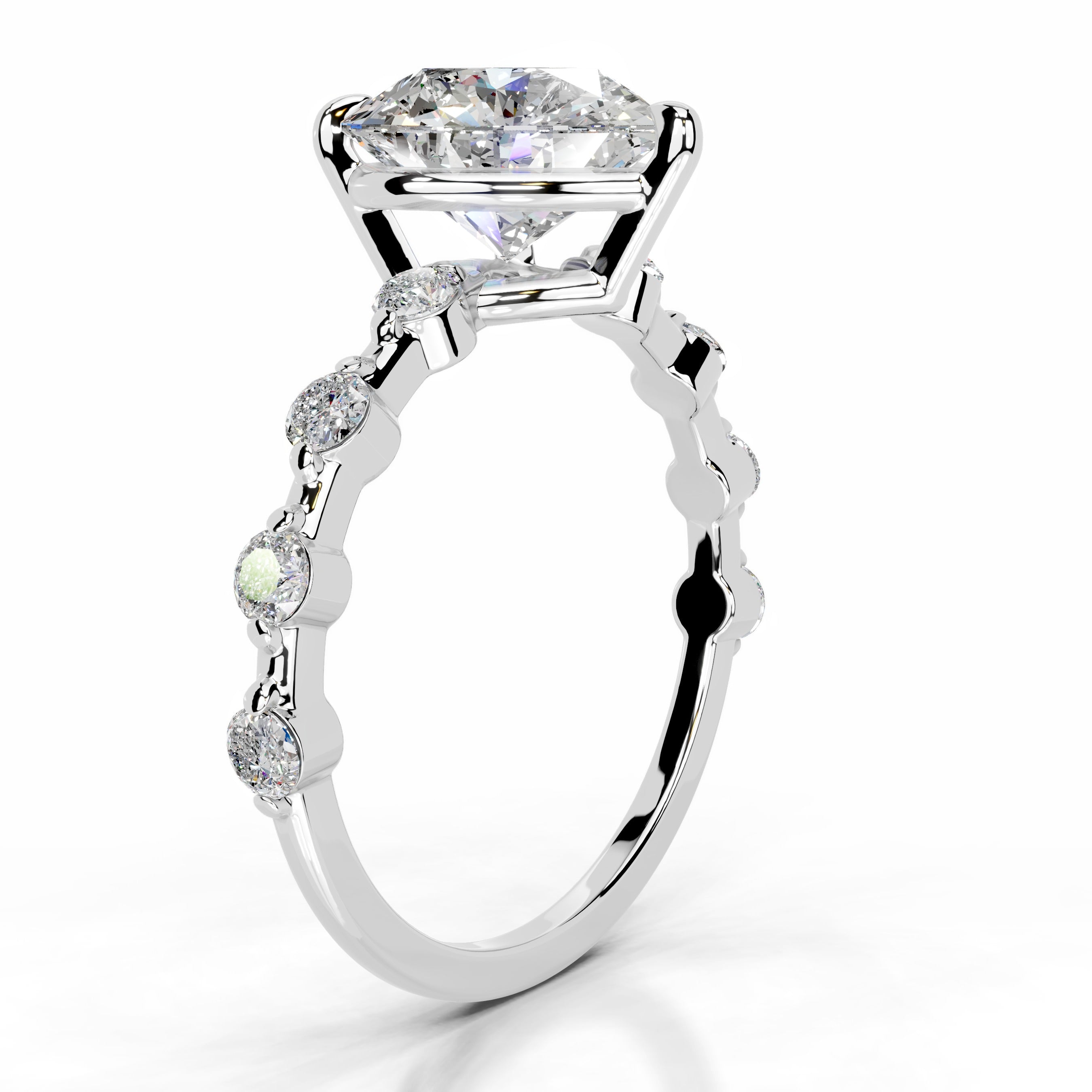 Bell Moissanite & Diamonds Ring - 14K White Gold、mySite、hinf8tx79