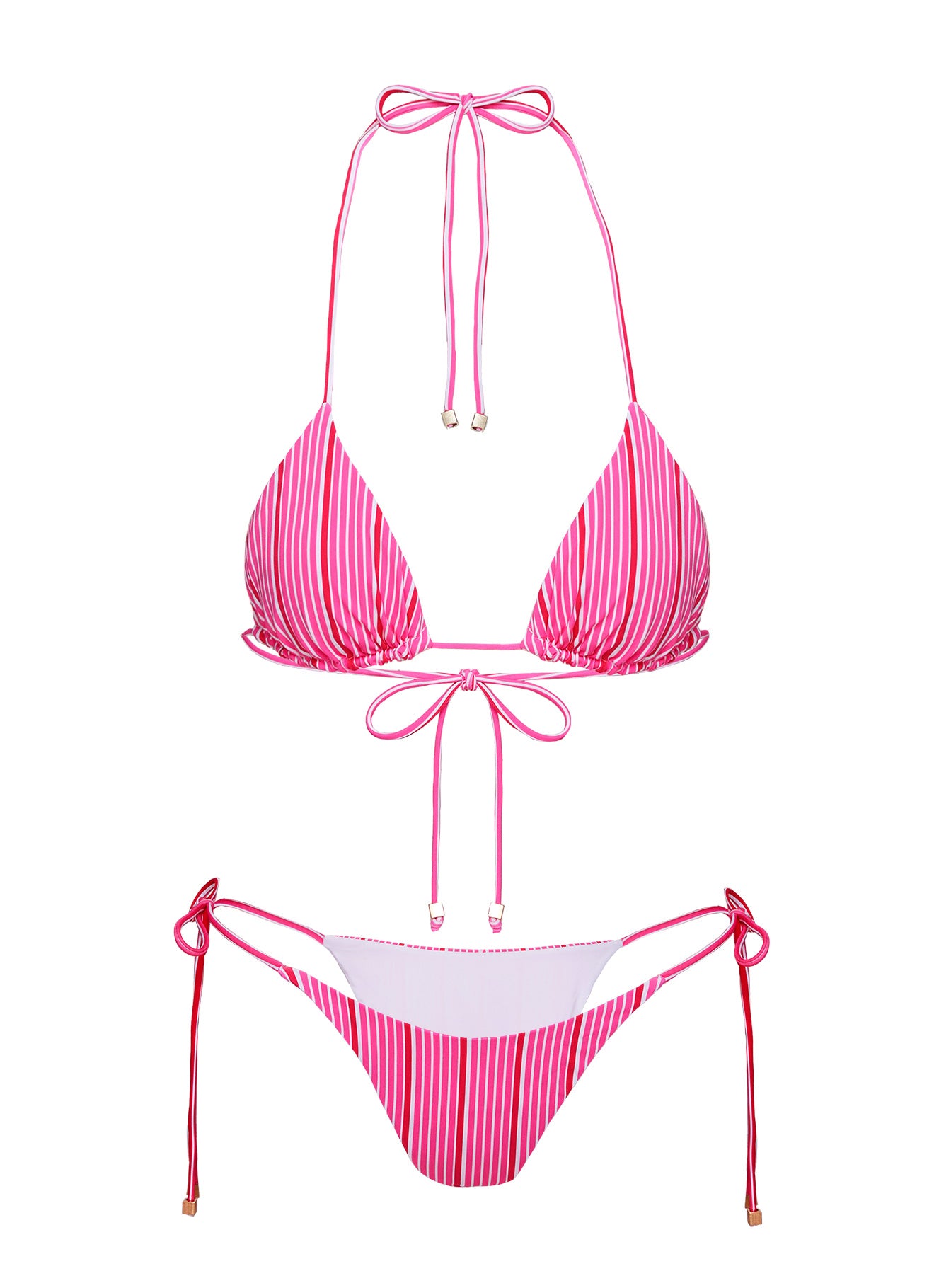 Glora Tie Side Bikini Bottom Pink Stripe、mySite、solidvoid