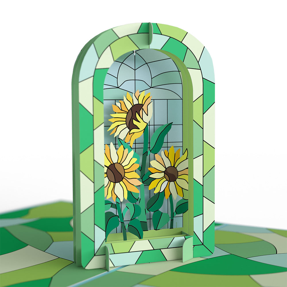 Stained Glass Sunflowers Pop-Up Card、mySite、solidvoid
