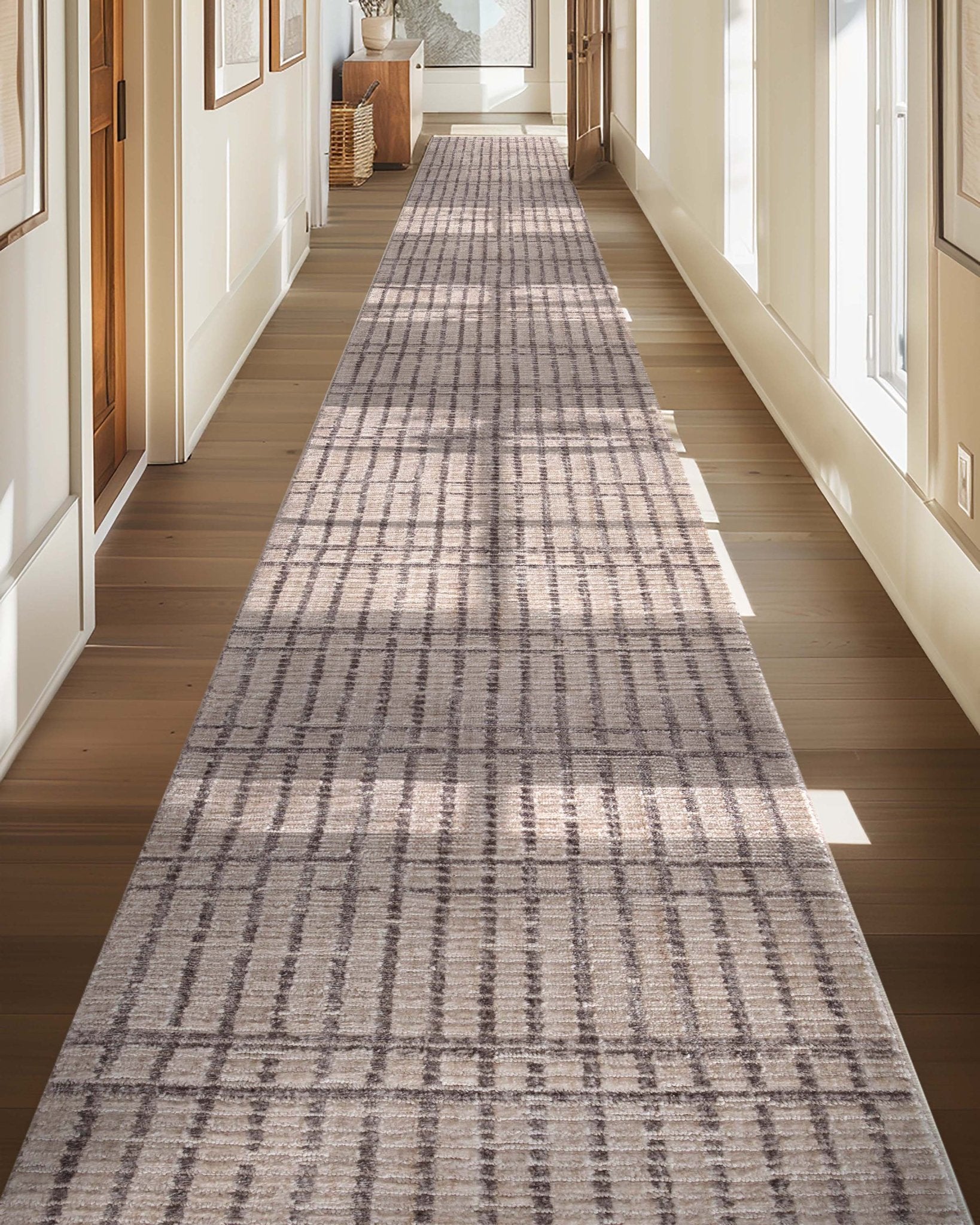 Custom Size Runner Skog Contemporary Geometric Ivory Choose Your Width x Choose Your Length - Perfect For Hallway, Stairs & Kitchen、mySite、gigharbornorthrealestate