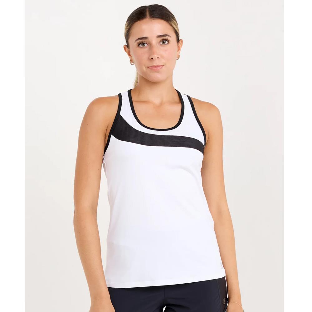 Sofibella Women's Monochrome Racerback Tank - White/Black