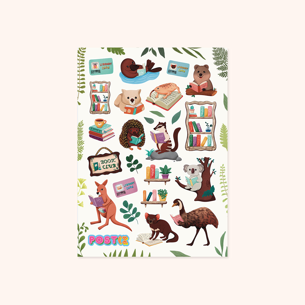  Aussie Animal Book Club A6 Sticker Sheet、mySite、ghnorth