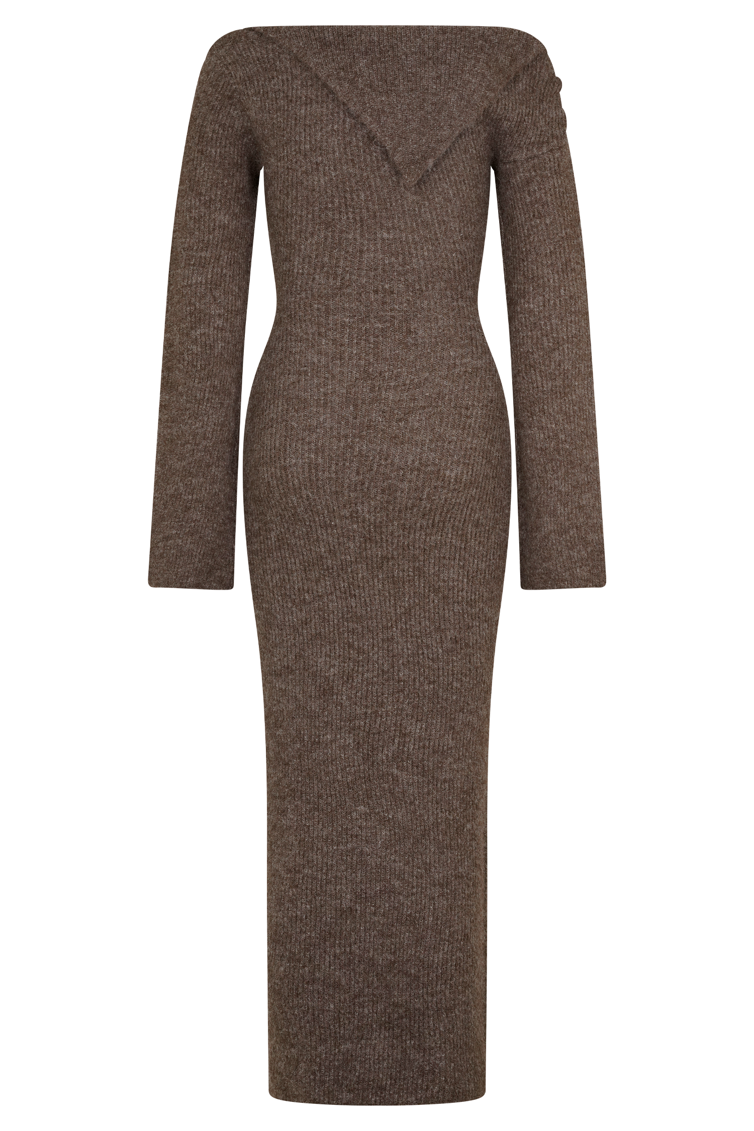 Magenta One Shoulder Fluffy Knit Midi Dress - Pecan、mySite、solidvoid