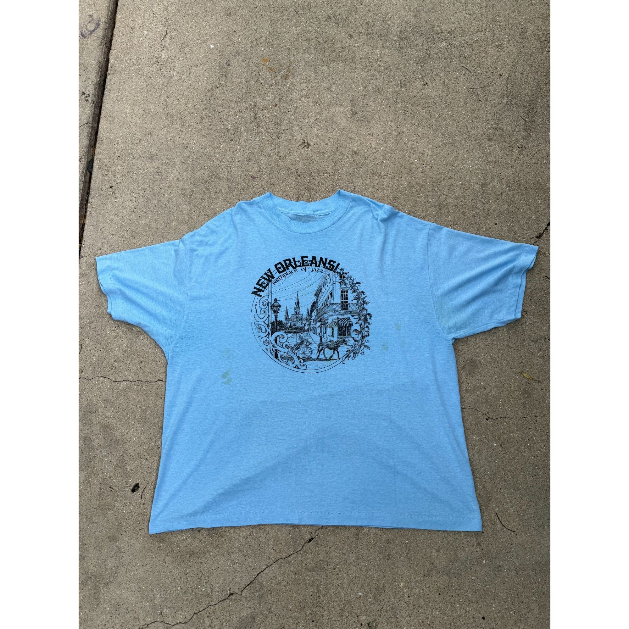 80's New Orleans Birthplace Of Jazz Single Stitch Graphic Tee T-Shirt、mySite、garagedoors4me