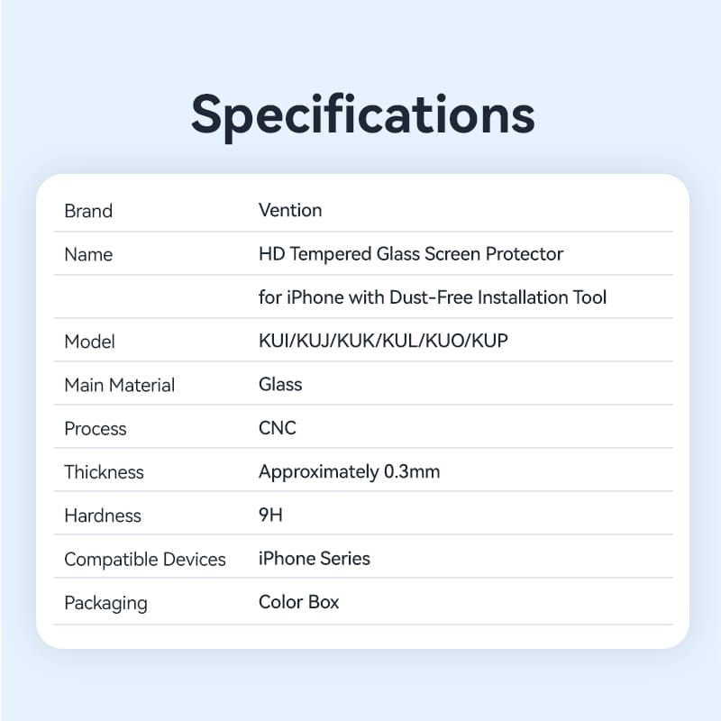 Vention HD Tempered Glass Screen Protector for iPhone 15 with Dust-Free Installation Tool、mySite、fannypackpong