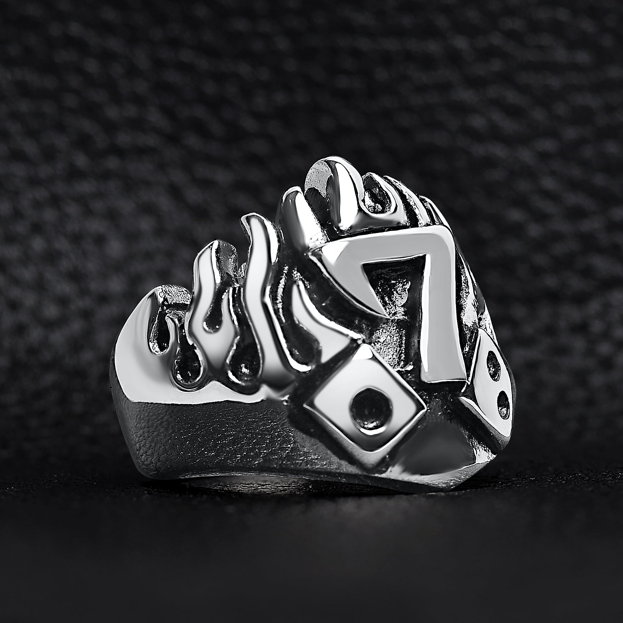 Large Detailed Lucky Seven Dice Stainless Steel Ring / SCR4010、mySite、dreamappss