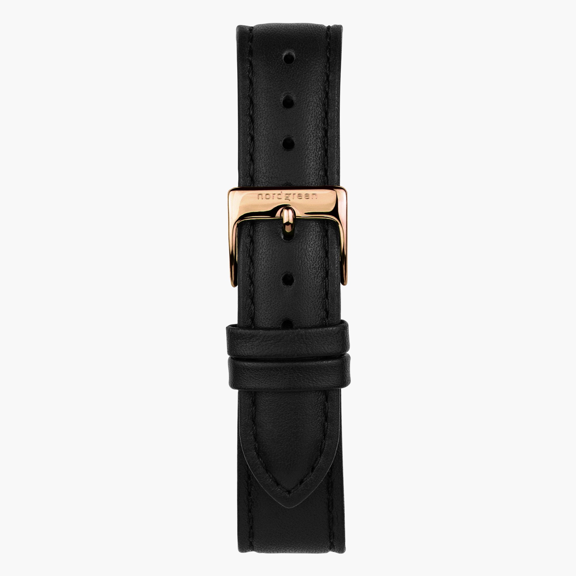 Black Leather Watch Strap - Rose Gold - 28mm、mySite、botmansion