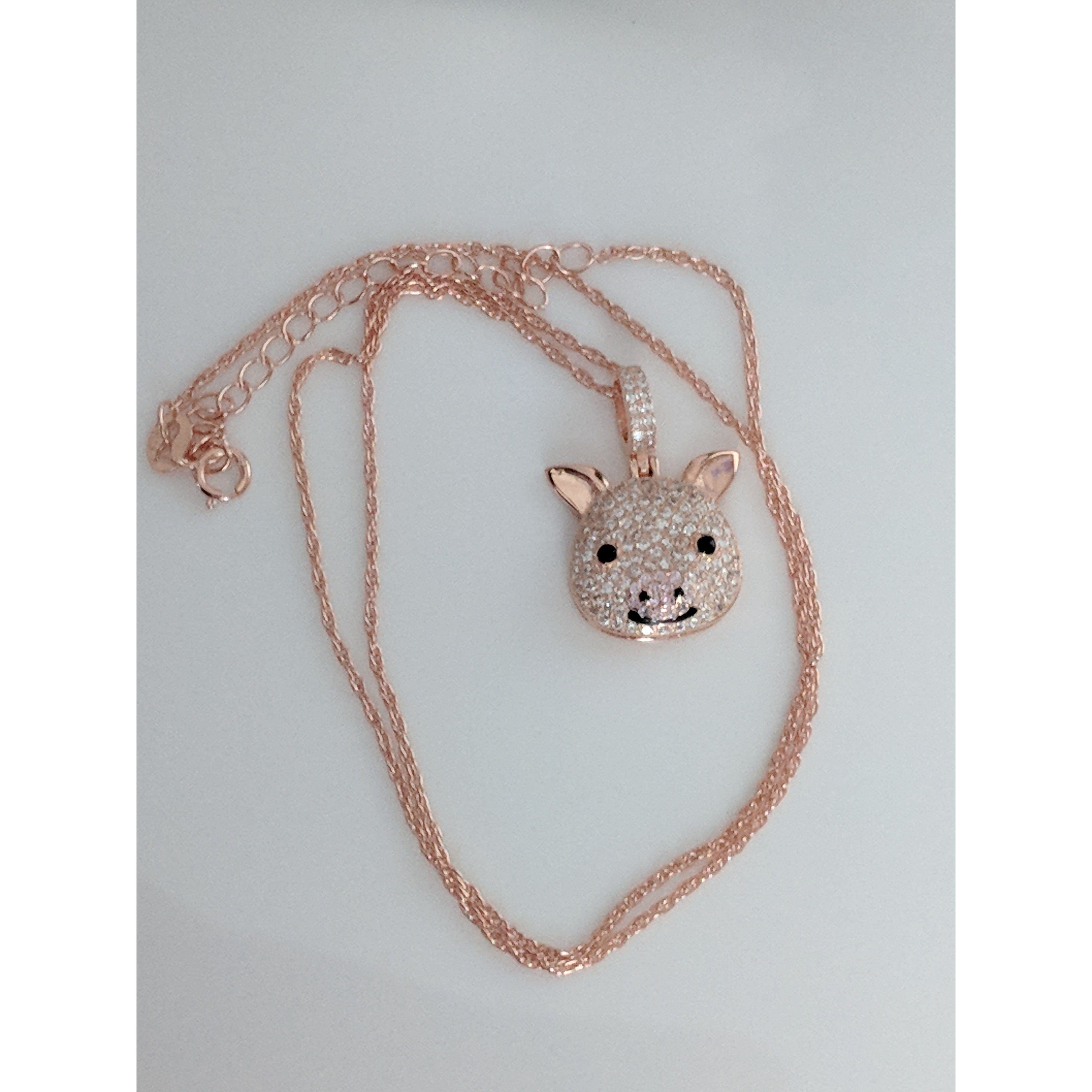 CZ Pig Pendant Sterling Silver or LRG Stainless Steel for Men、mySite、g9winljtr