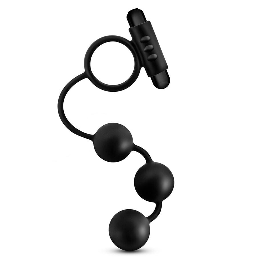 Anal Adventures Platinum Silicone Anal Beads with Vibrating Cock Ring by Blush Novelties、mySite、bottomscart
