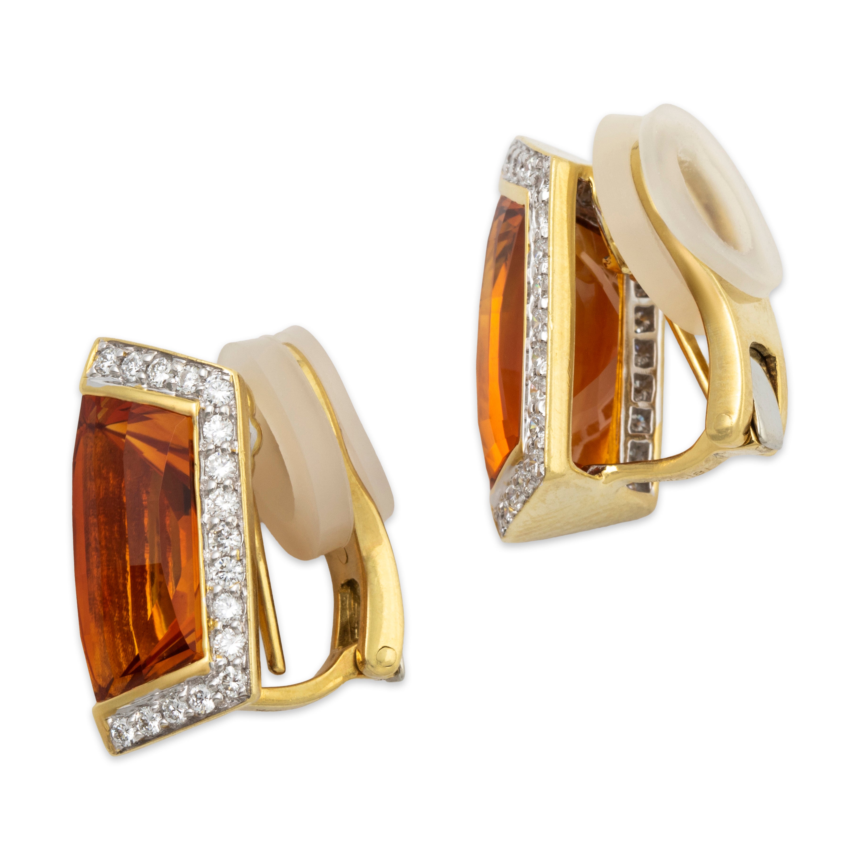 Vintage Stunning 18k Yellow Gold 12cttw Citrine 1cttw Diamond Earrings、mySite、hinf8tx79